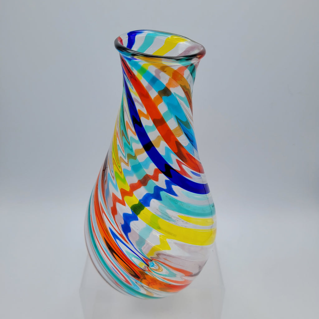 F&M Ballarin Murano Filigree Spiral glass Vase. Signed and with label.