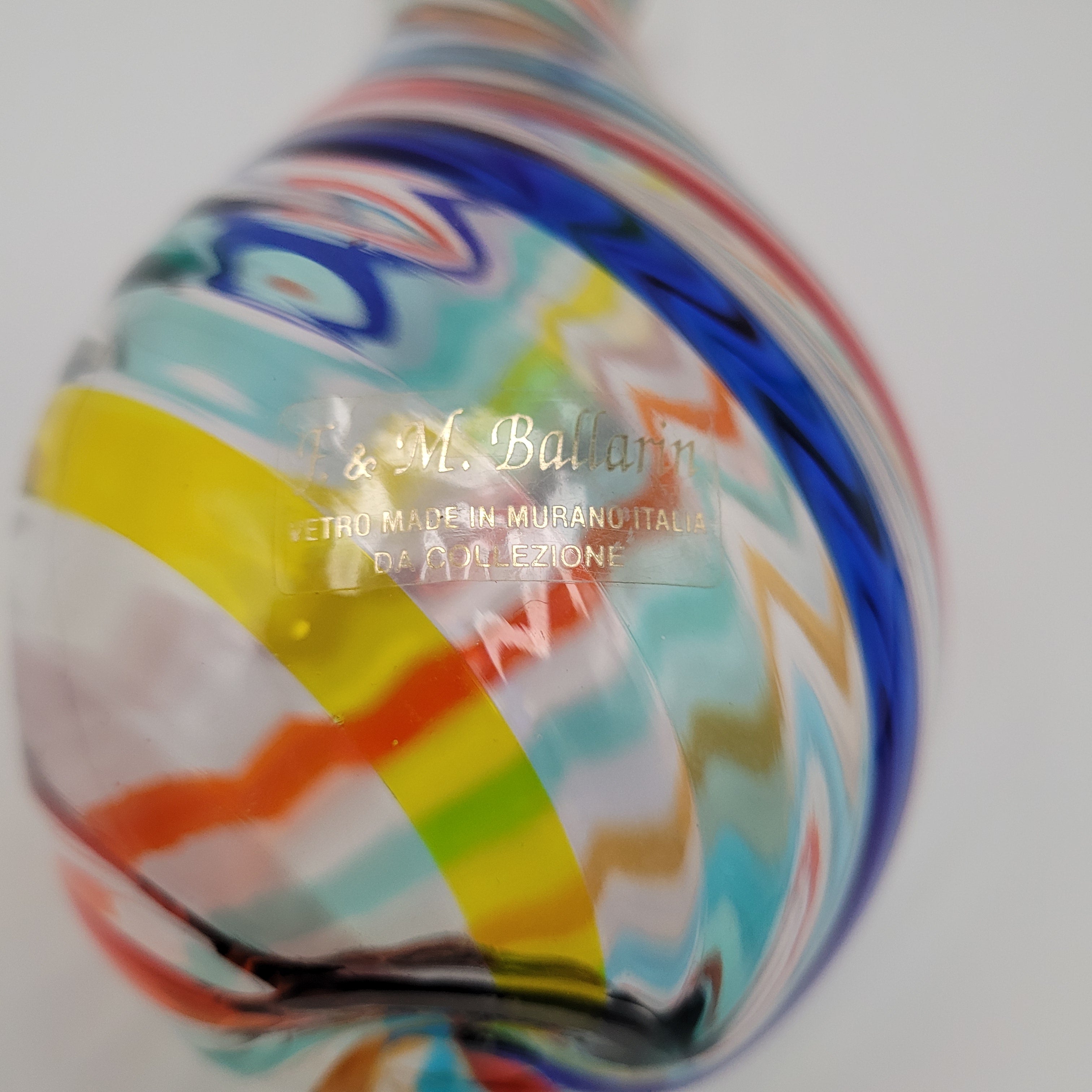 F&M Ballarin Murano Filigree Spiral glass Vase. Signed and with label.