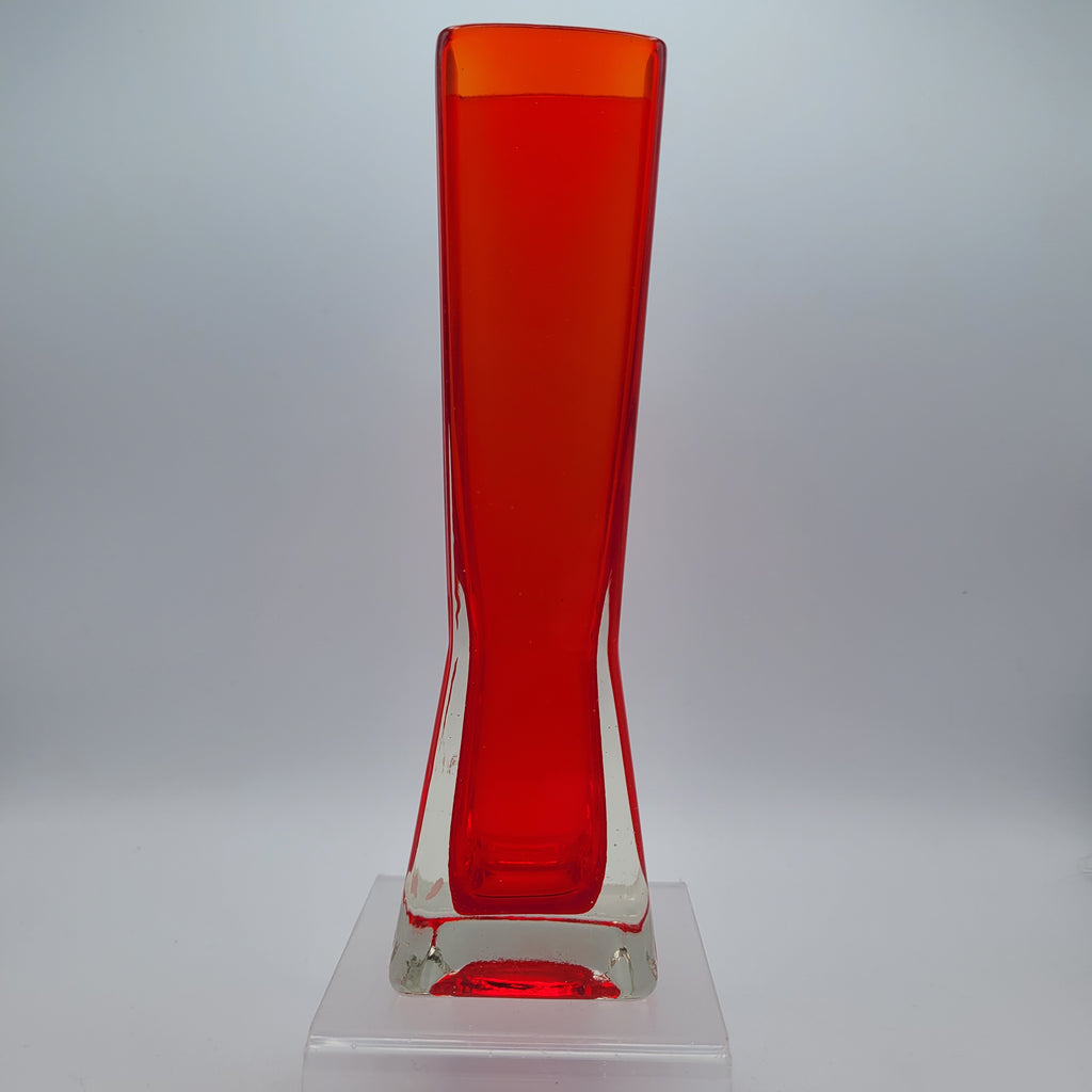 Mid-Century Czechoslovakian Red Sommerso Glass Vase. 1970s