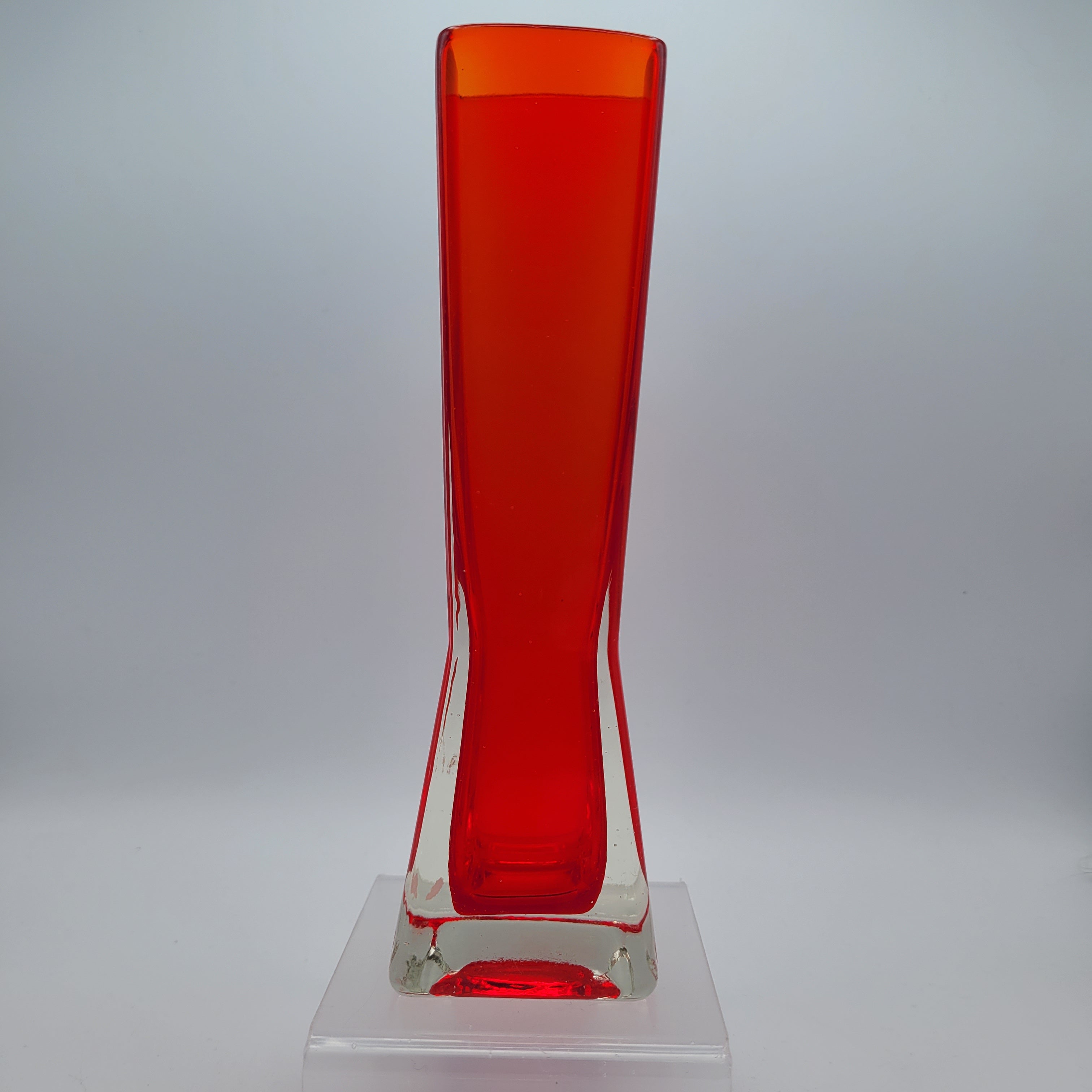 Mid-Century Czechoslovakian Red Sommerso Glass Vase. 1970s