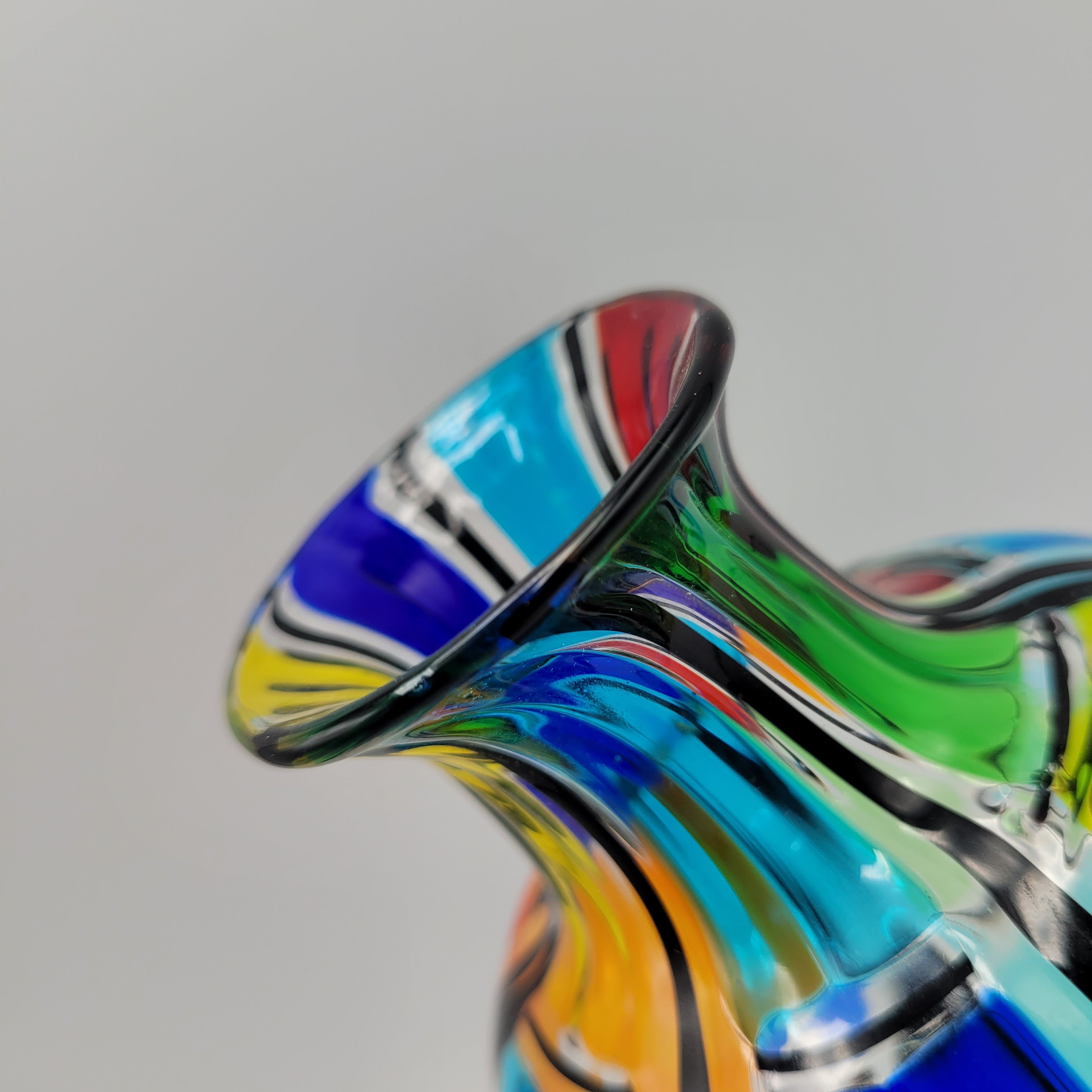 Angelo Ballarin "Carnevale Vase" from the F&M Ballarin studio. Signed, label, and certified Murano Pezzato Glass