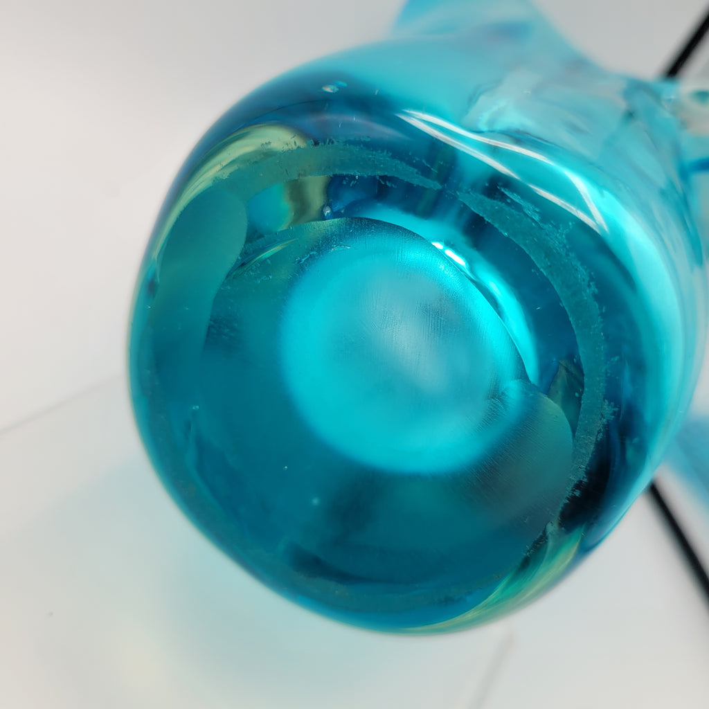 Sommerso Glass Basket Vase – Turquoise & Aqua, Likely Murano, in the Manner of Seguso Vetri d’Arte, c.1960s