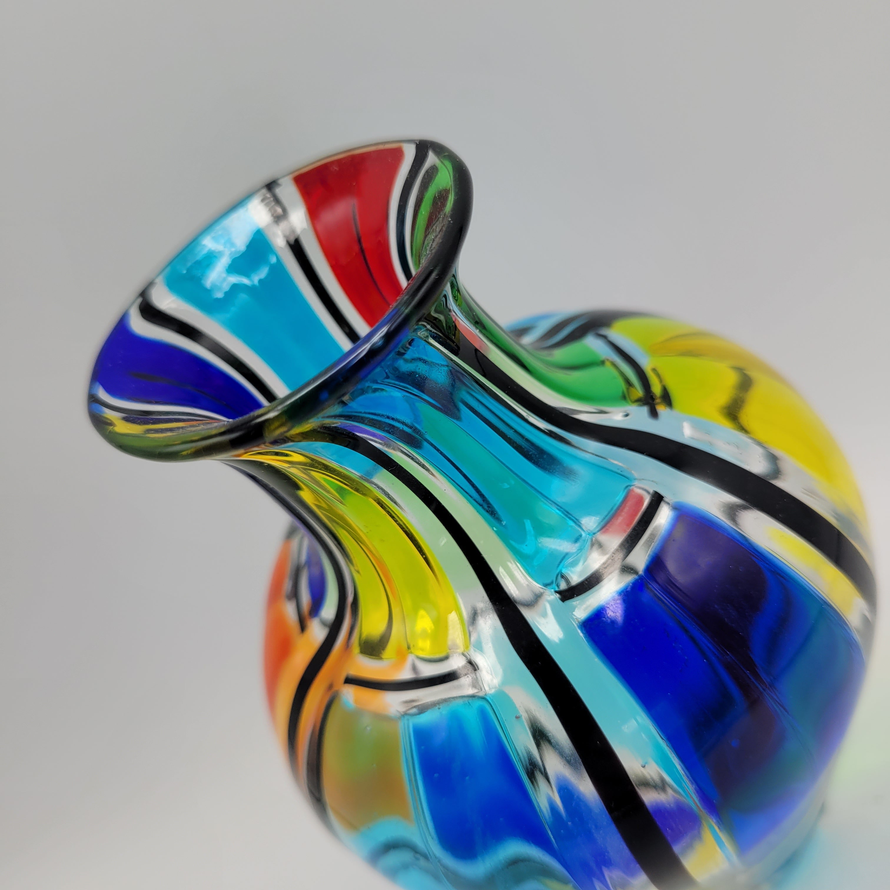 Angelo Ballarin "Carnevale Vase" from the F&M Ballarin studio. Signed, label, and certified Murano Pezzato Glass