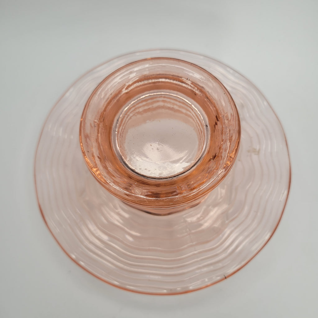 Optic-Ribbed Rose-Pink Bowl — Strongly Reminiscent of Ekenäs Glasbruk, Sweden,       c.1955–65