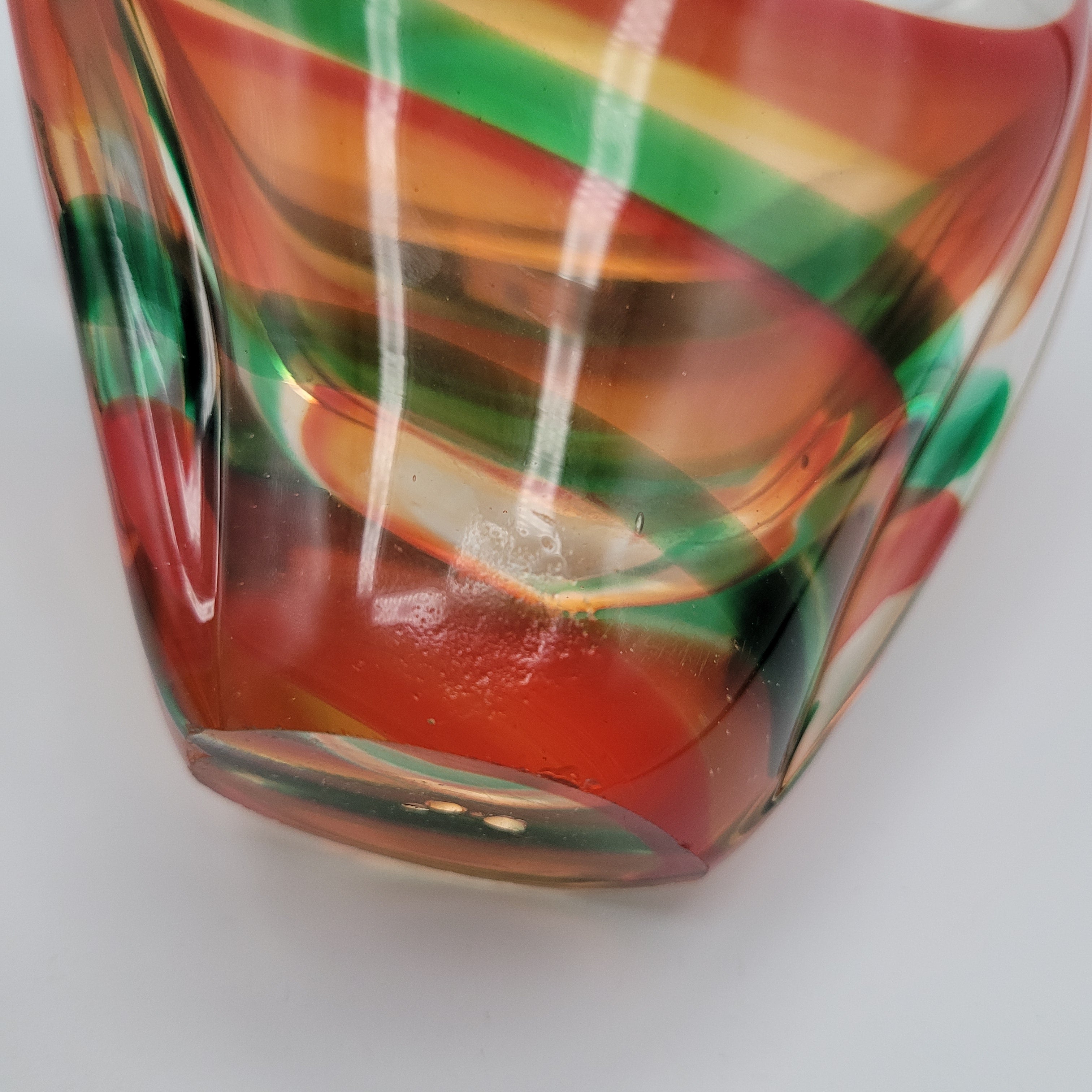 MCM Viartec THF Spanish Art glass sculpture in the Murano tradition, Hand-blown, Vibrant Colour circa 1960s...selenium pinks that glows in UV light.