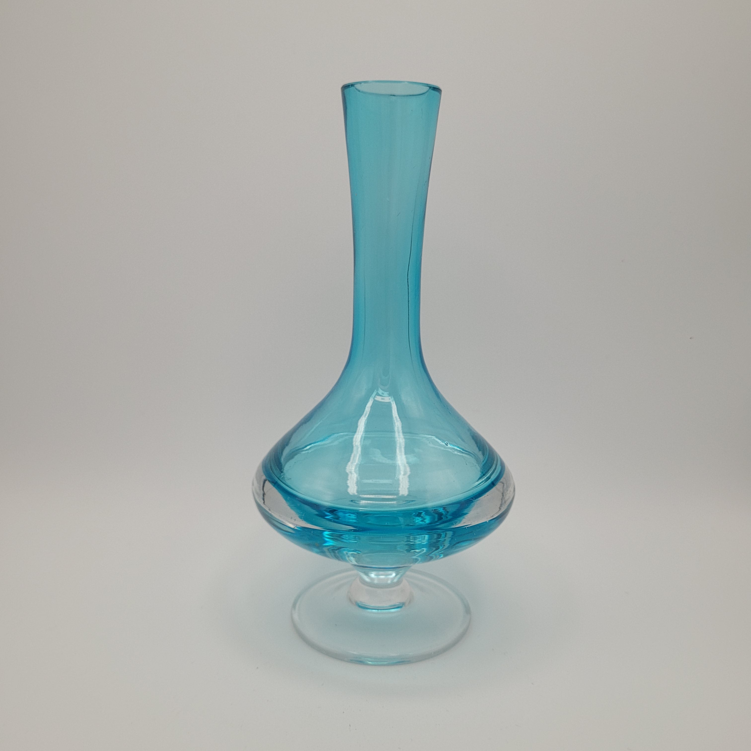 Ekenas Glasbruk Swedish Blue Footed Vase — John-Orwar Lake, 1960s