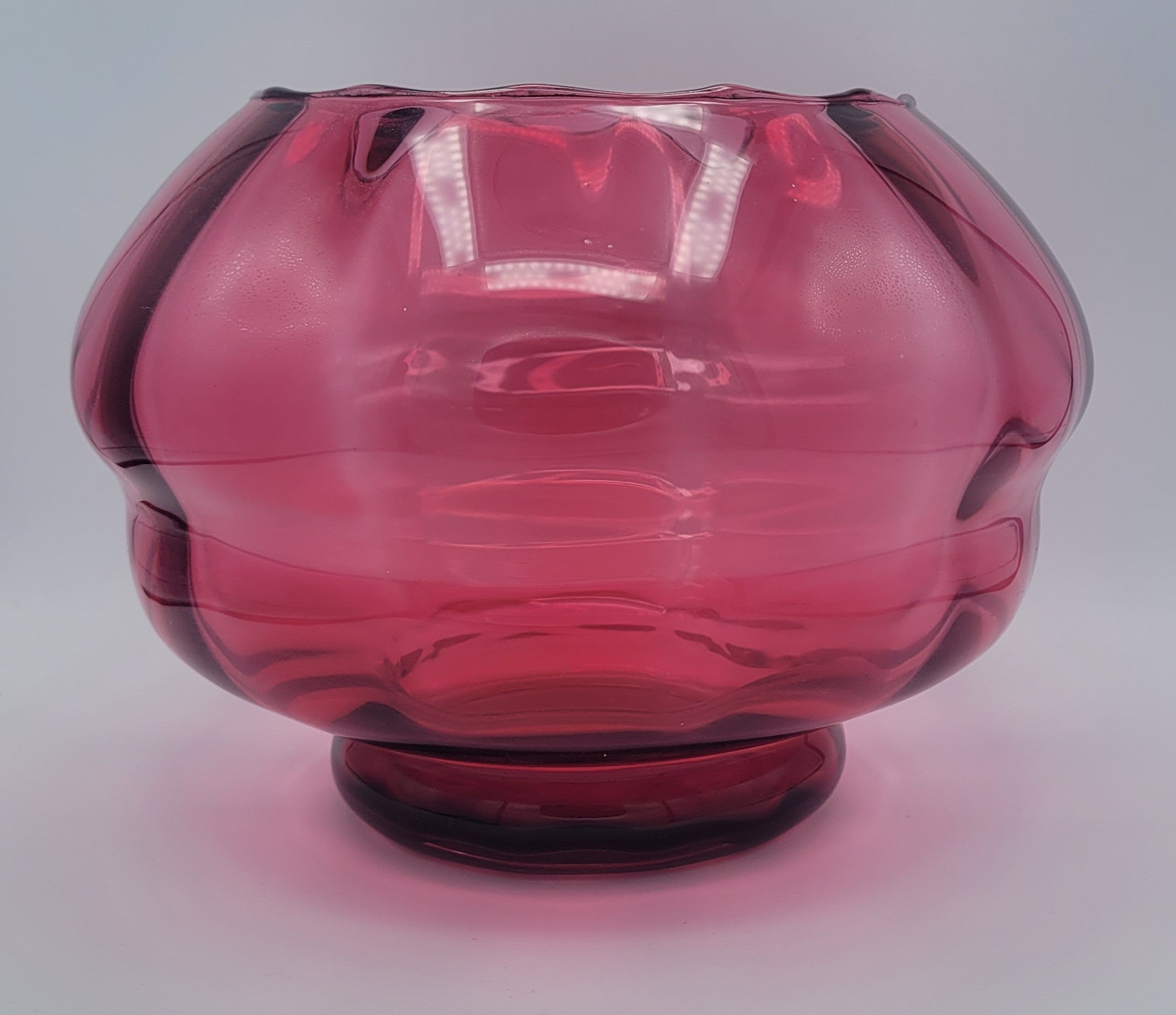Pilgrim Cranberry Glass Bowl circa 1960s.