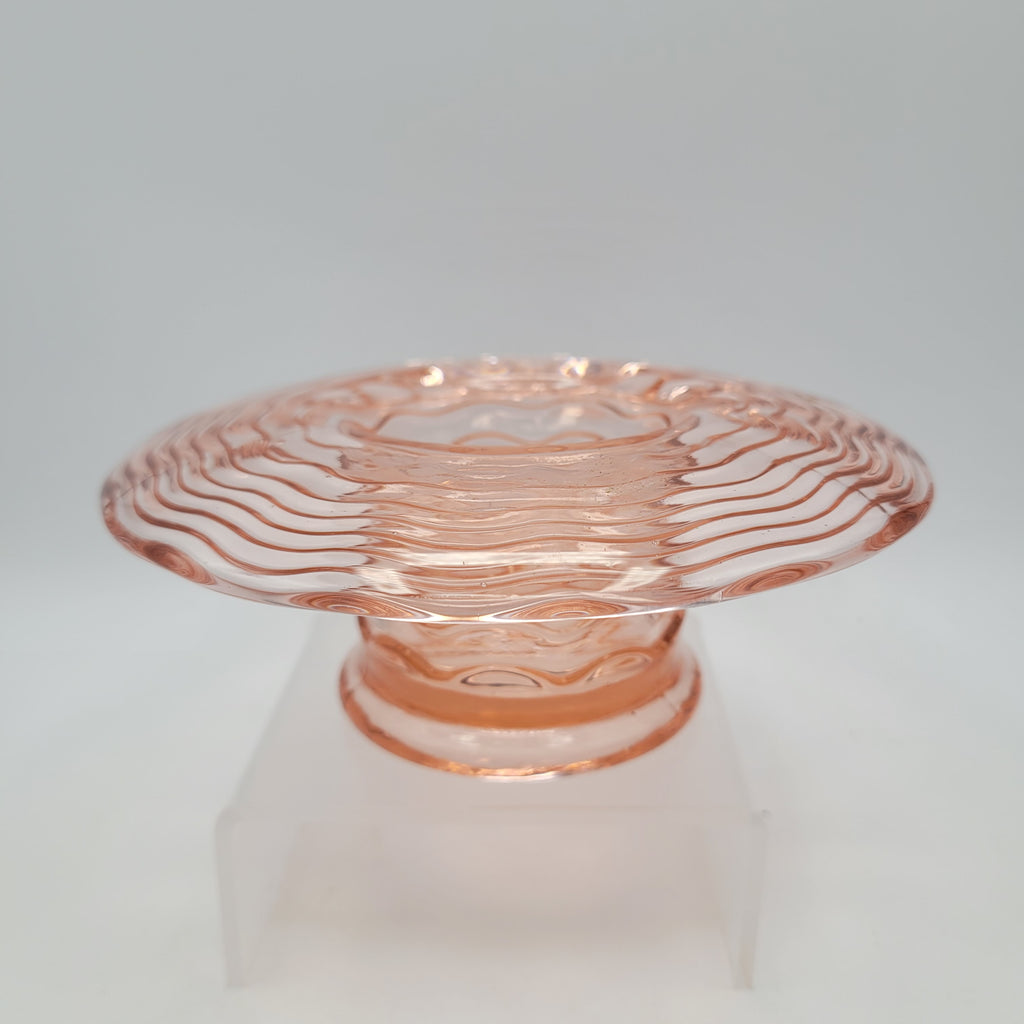 Optic-Ribbed Rose-Pink Bowl — Strongly Reminiscent of Ekenäs Glasbruk, Sweden,       c.1955–65