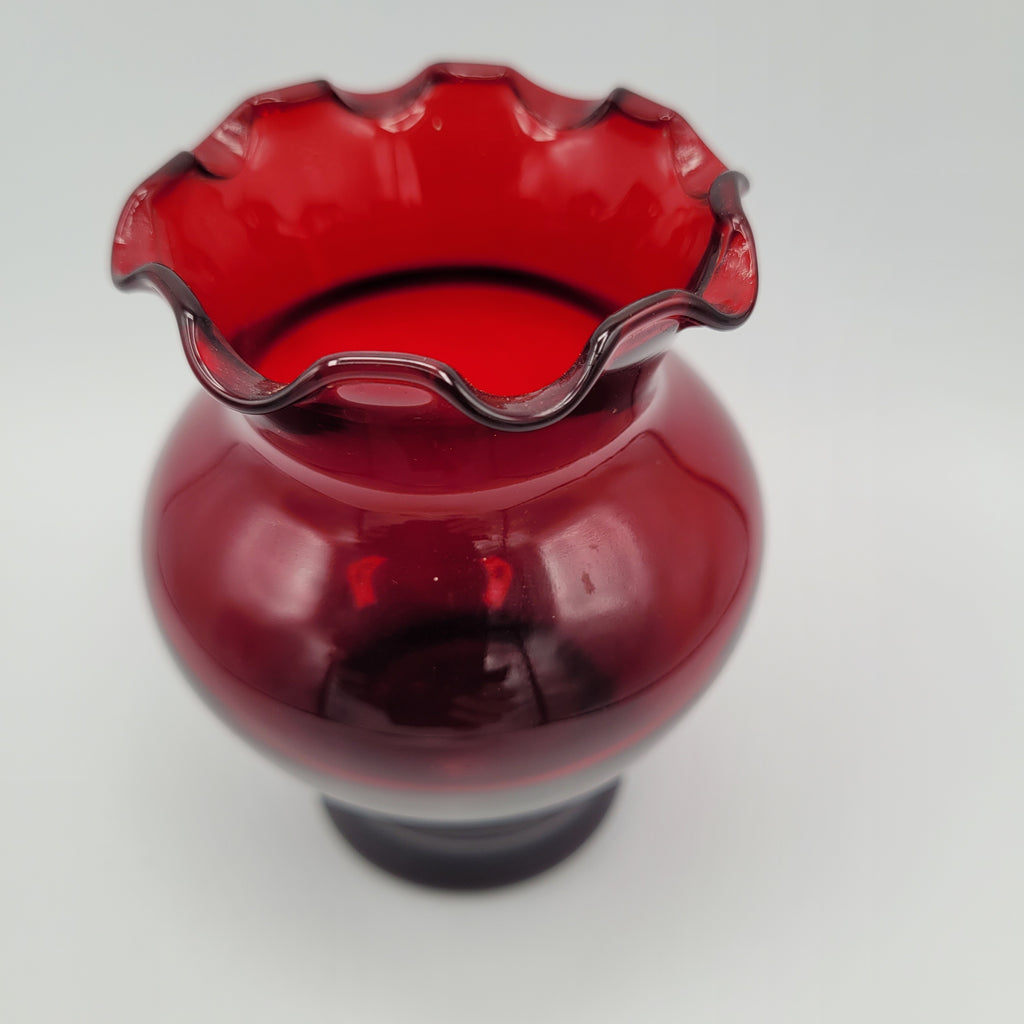 Anchor Hocking Royal Ruby Red line posy vase.