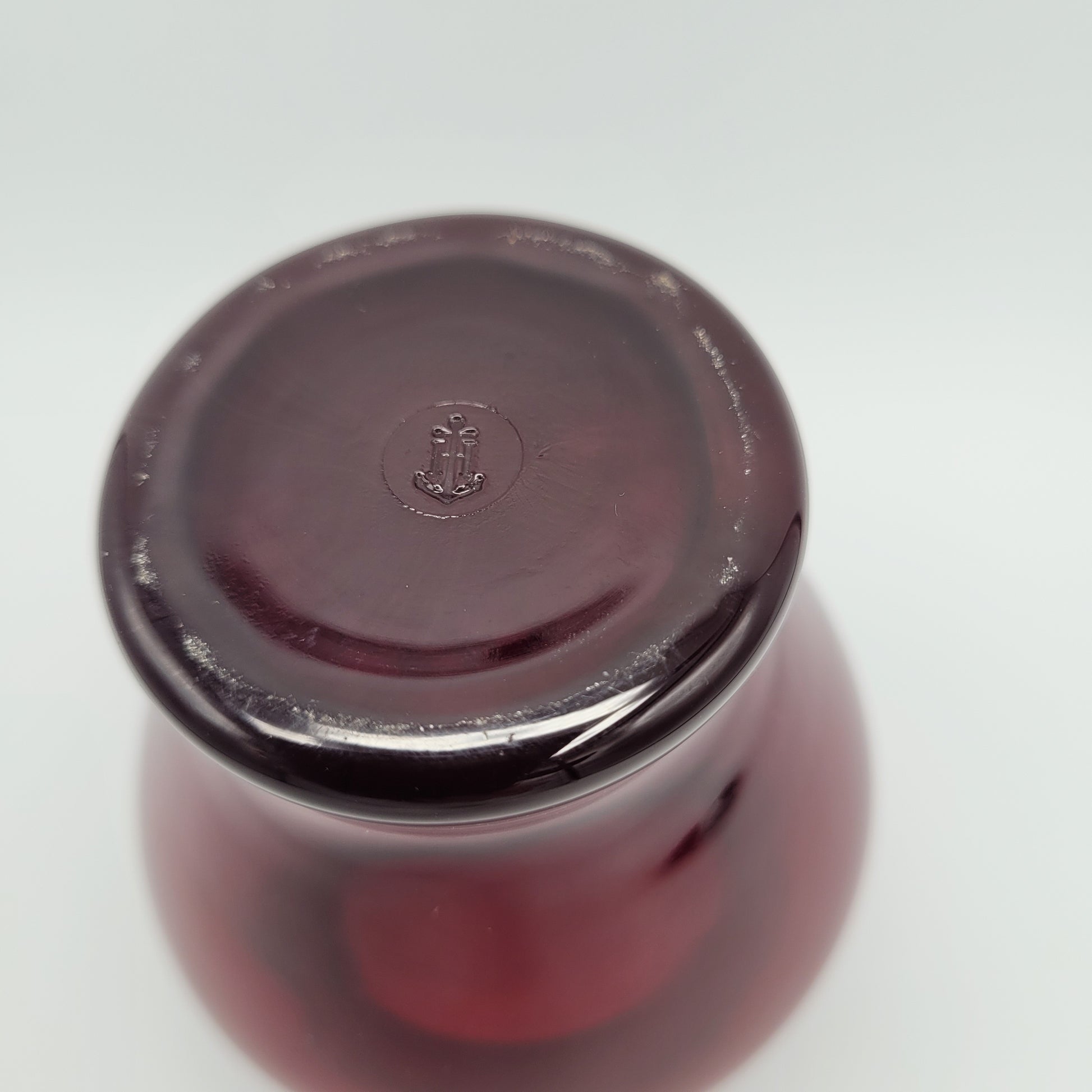 Anchor Hocking Royal Ruby Red line posy vase.