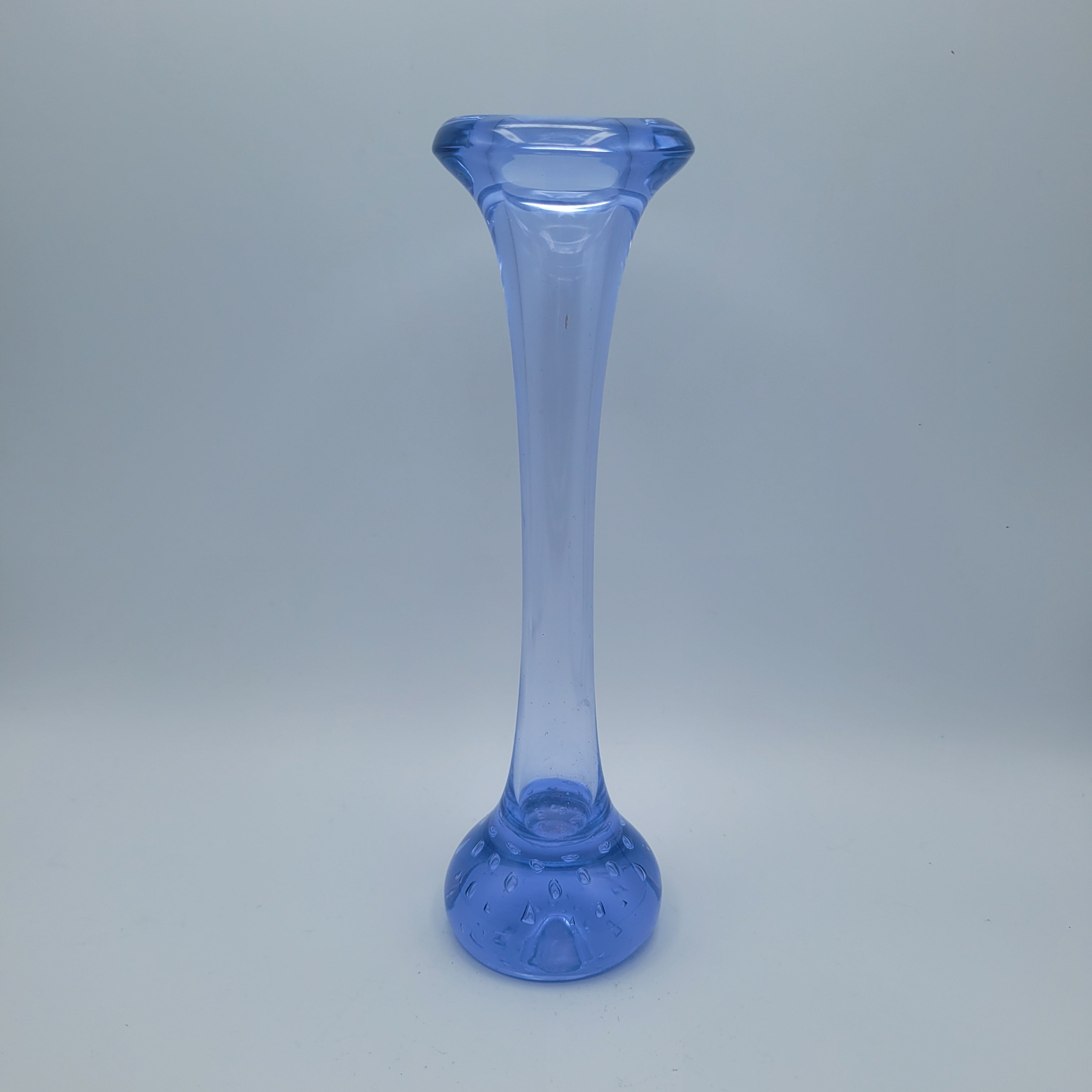 Mid Century Modern Scandinavian Blue Art Glass "Bone" Vase Bullicante Base