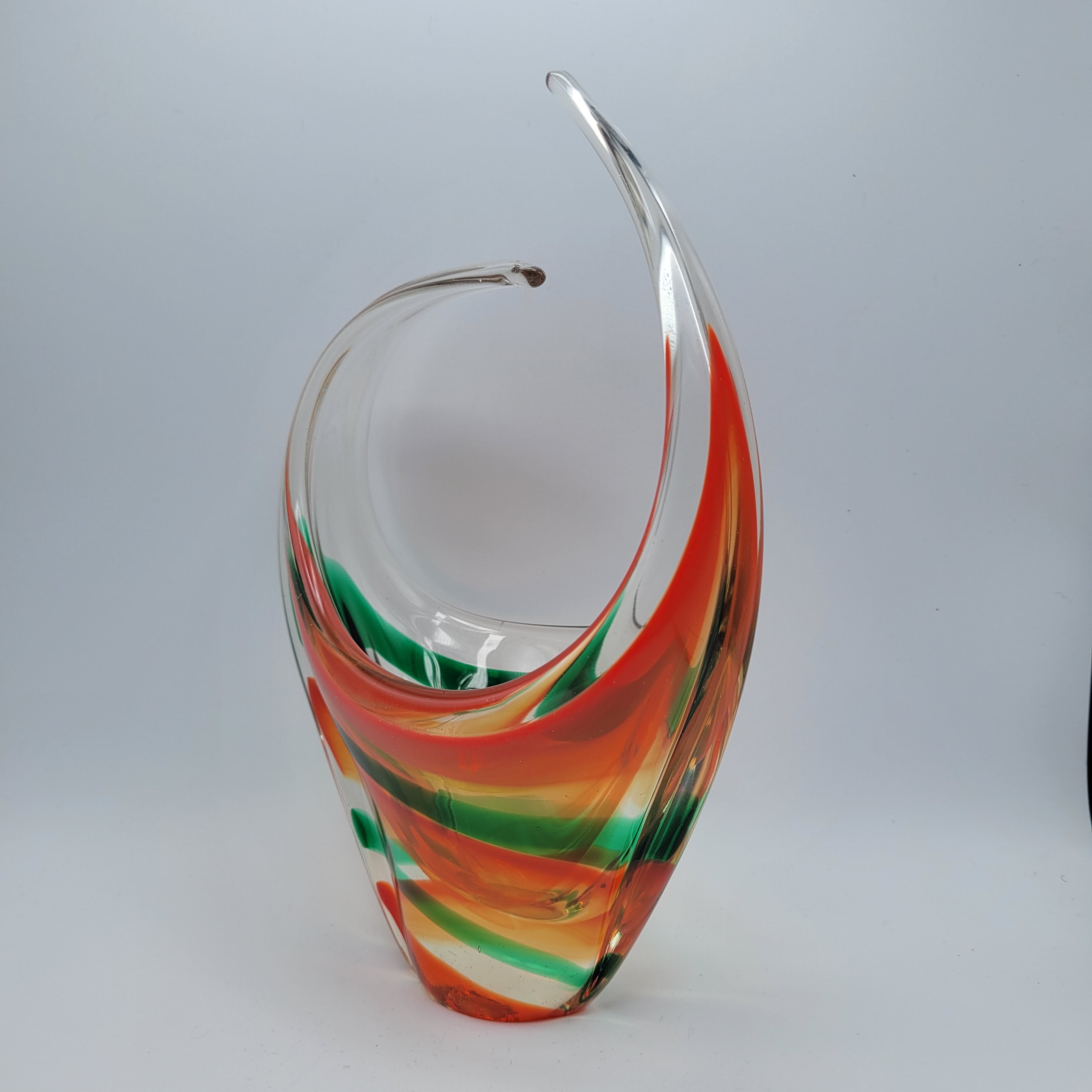 MCM Viartec THF Spanish Art glass sculpture in the Murano tradition, Hand-blown, Vibrant Colour circa 1960s...selenium pinks that glows in UV light.
