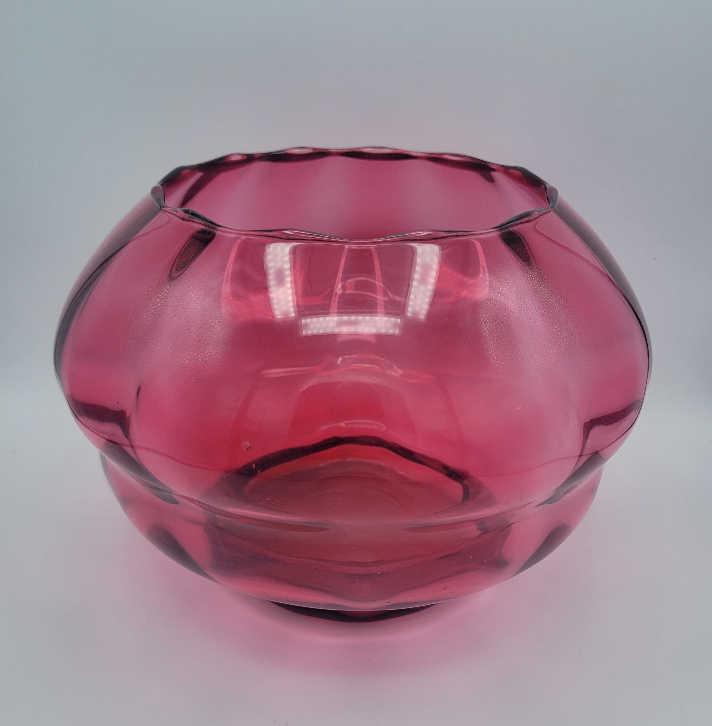 Pilgrim Cranberry Glass Bowl circa 1960s.