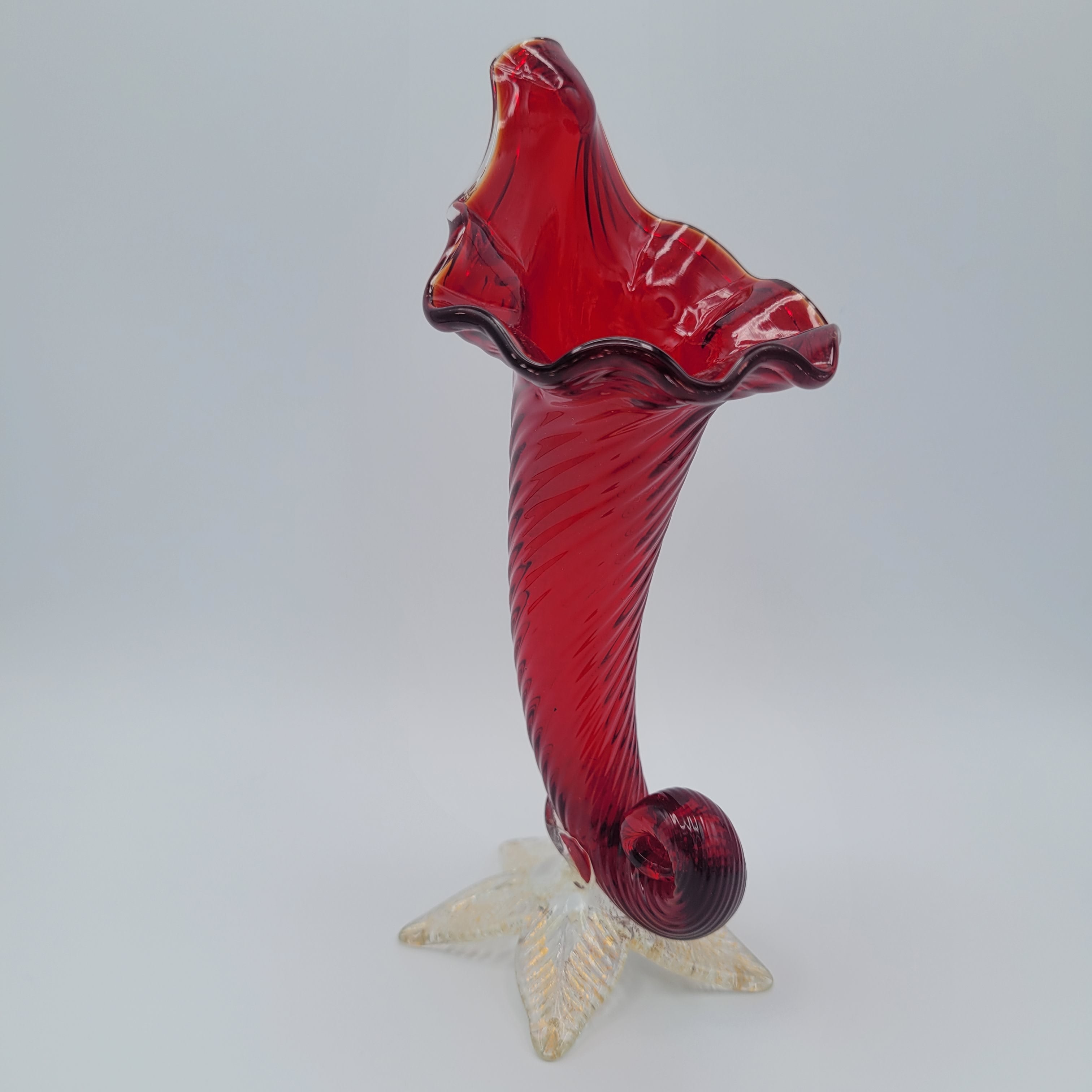 Mid 20th century art glass Cornucopia vase Murano School circa 1950s