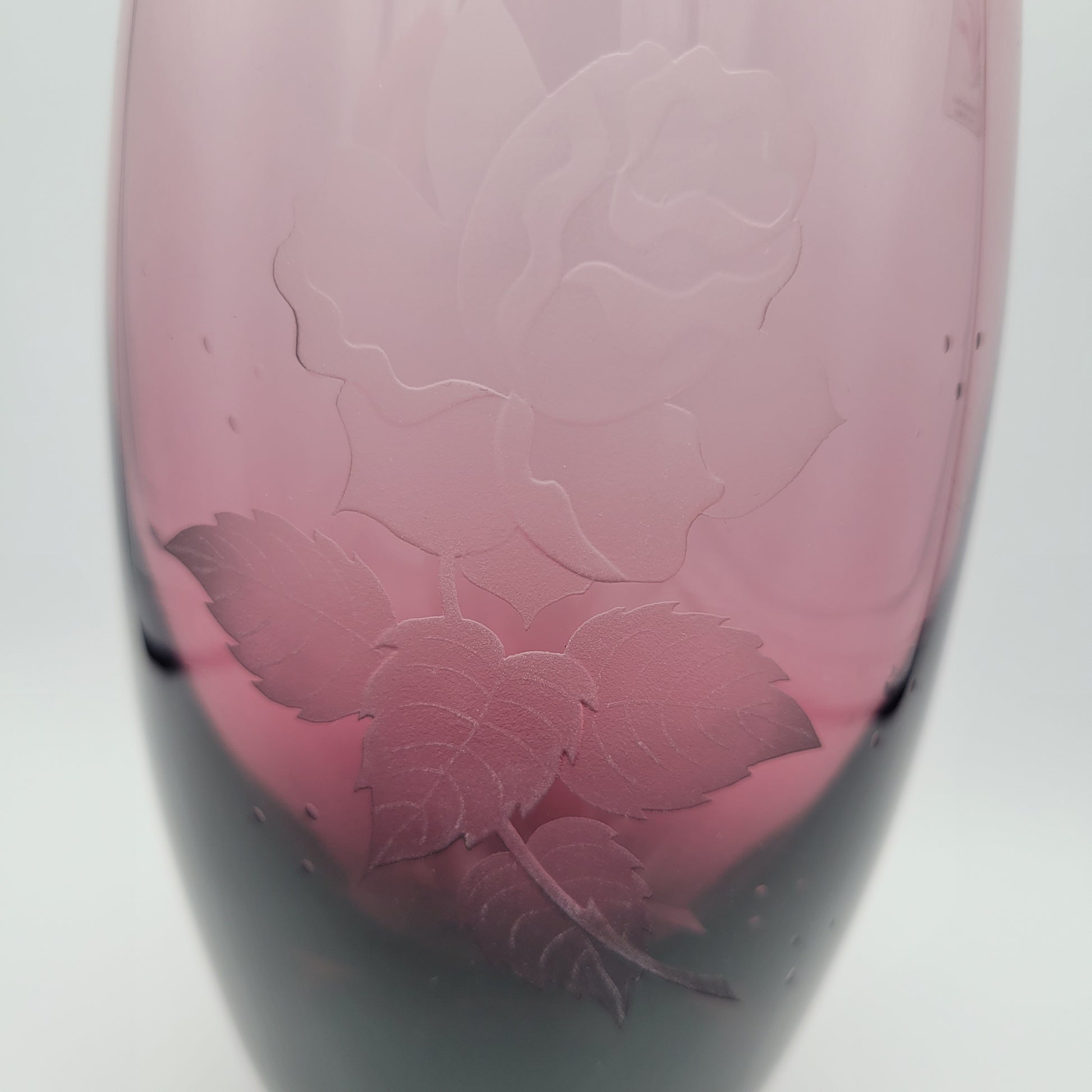 Caithness Vase, Rose etched 1970s or earlier...with label