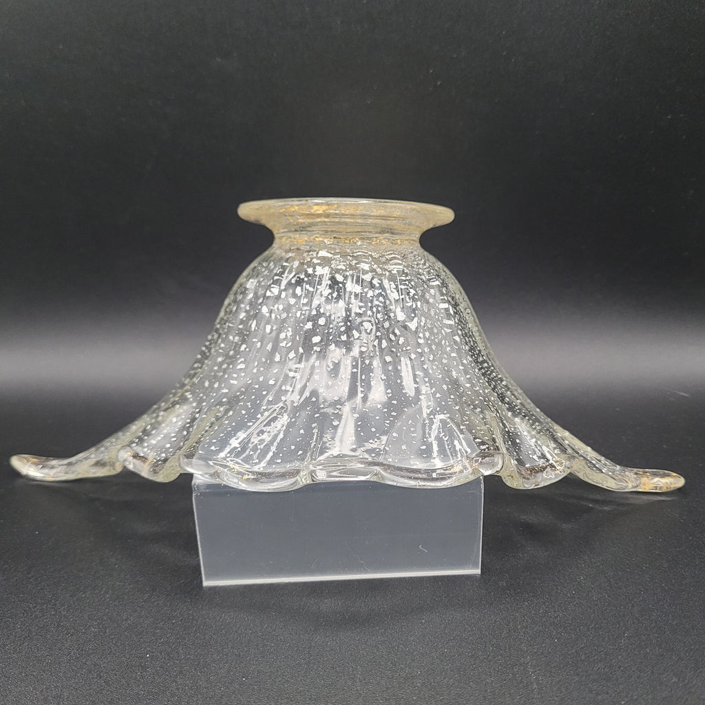 Mid-Century Bohemian Murano-Style Art Glass Bowl – Gold & Spatter Inclusion, Handblown (Unmarked)
