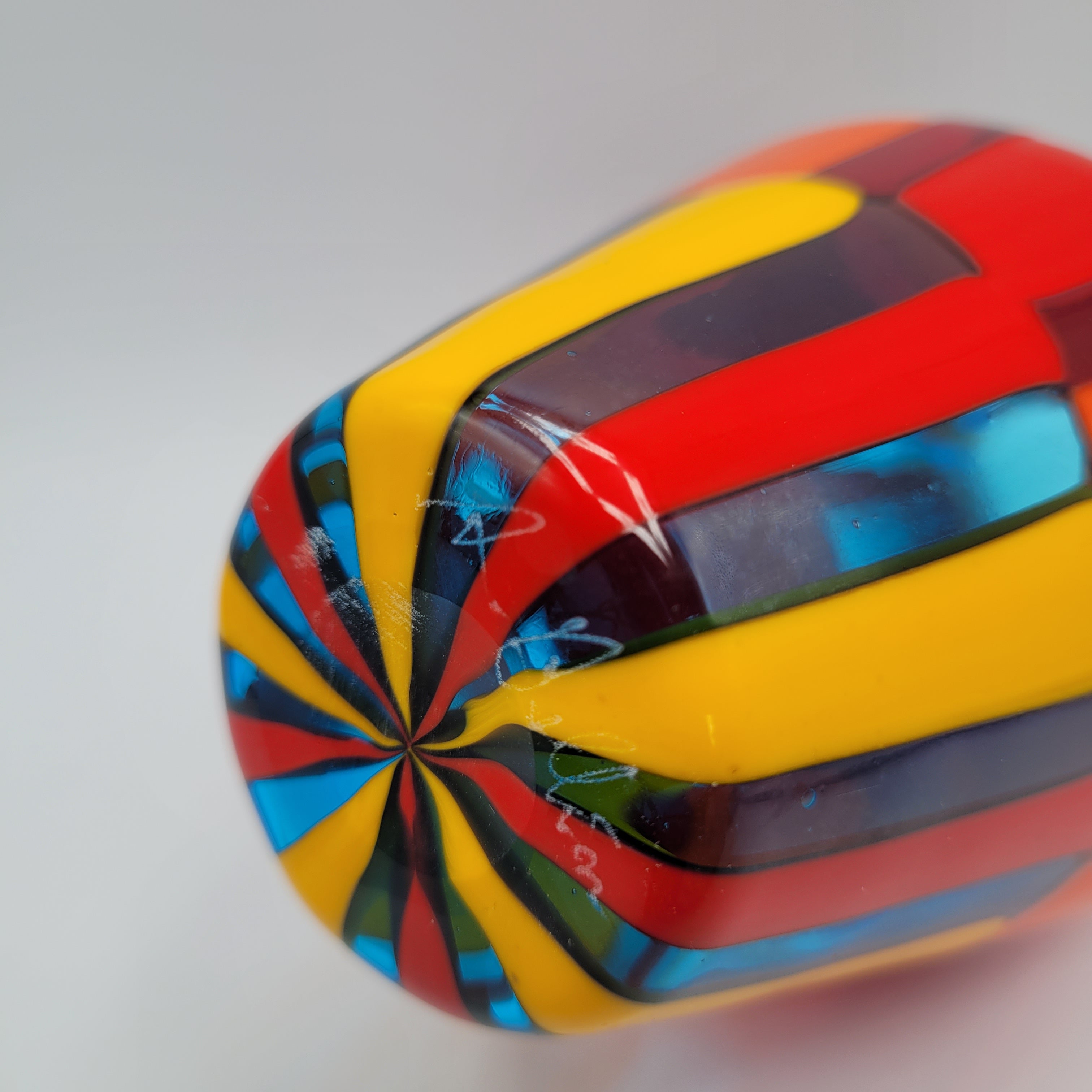 Vibrant Murano Pezzato Art Glass Vase by Angelo Ballarin, 😊 Signed & w/COA. museum quality.