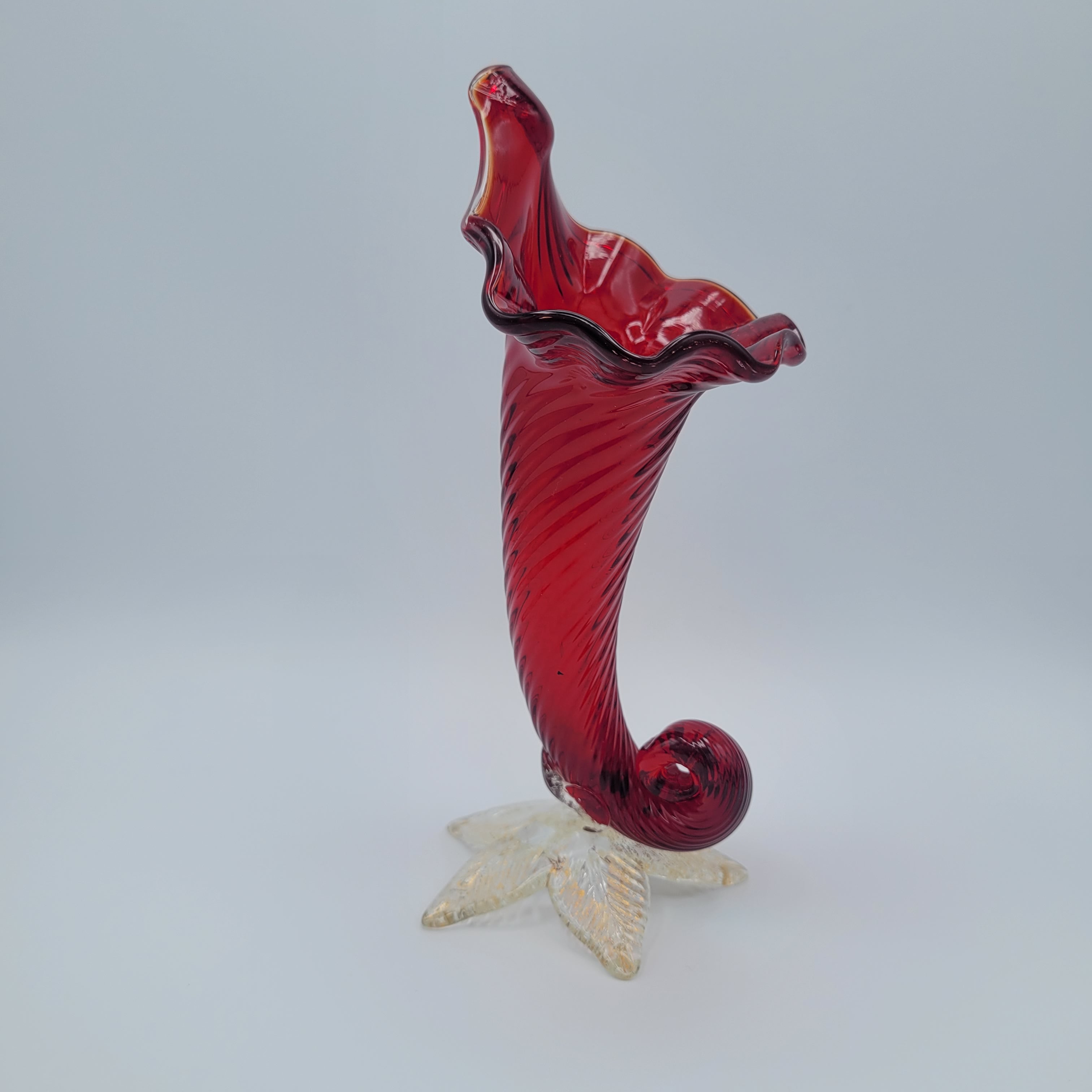 Mid 20th century art glass Cornucopia vase Murano School circa 1950s