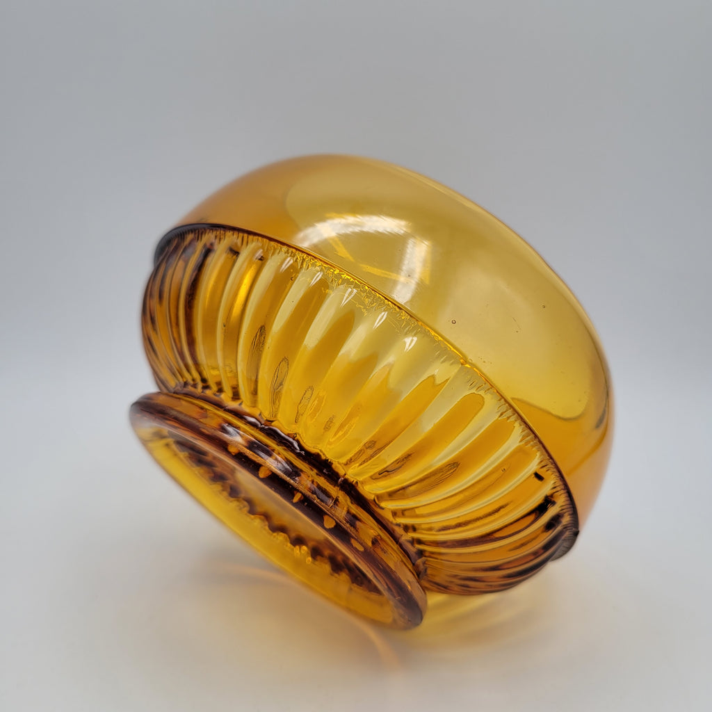 Mid-Century Amber Crystal Bowl — Attributed to Rückl / Sklo Union, Czechoslovakia c. 1965–1975
