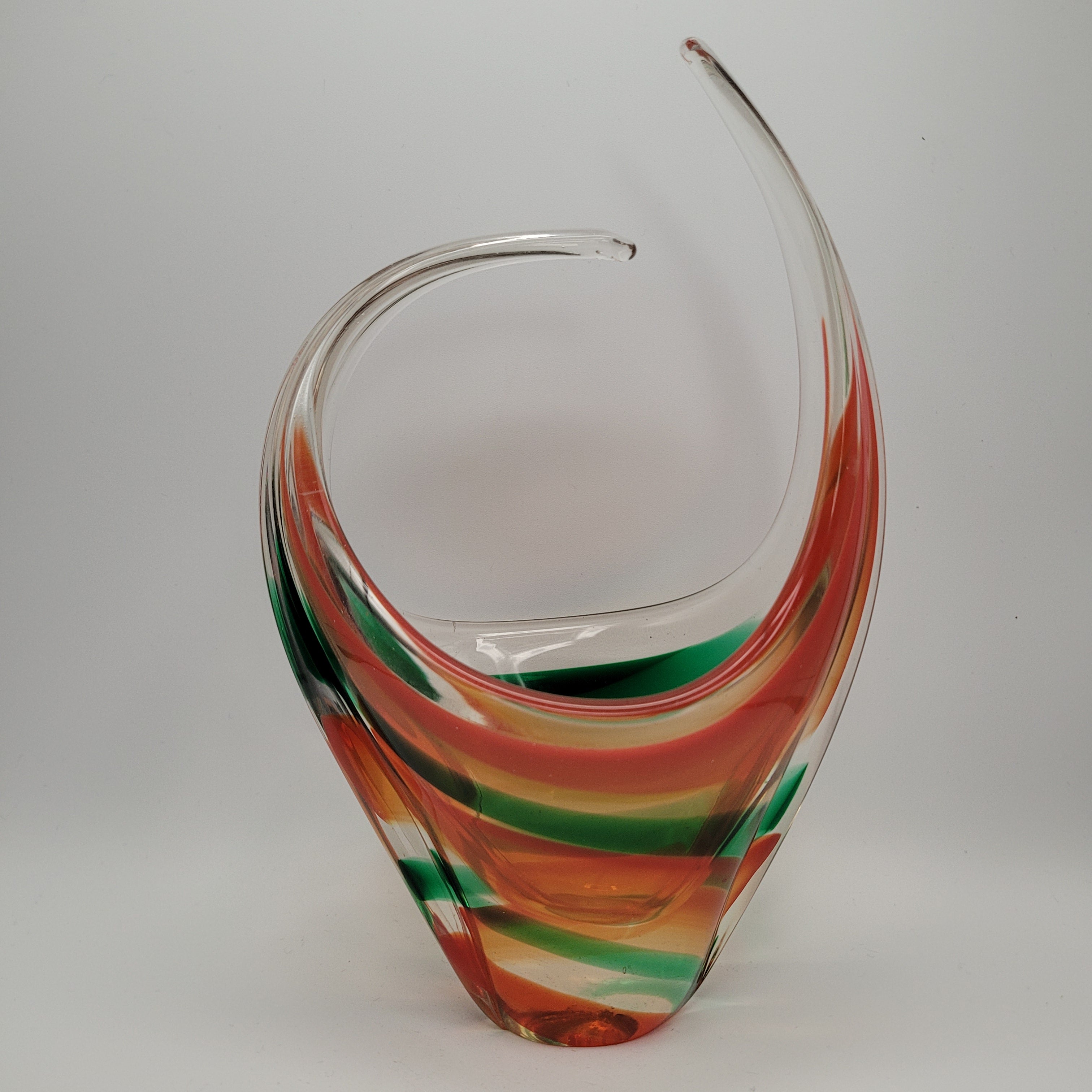 MCM Viartec THF Spanish Art glass sculpture in the Murano tradition, Hand-blown, Vibrant Colour circa 1960s...selenium pinks that glows in UV light.
