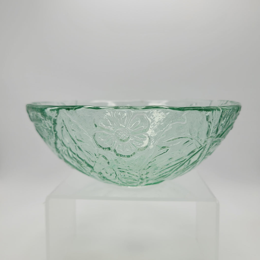 Mid-Century British Pressed Glass Bowl – Pale Green with Subtle Uranium Glow, c.1940s–50s