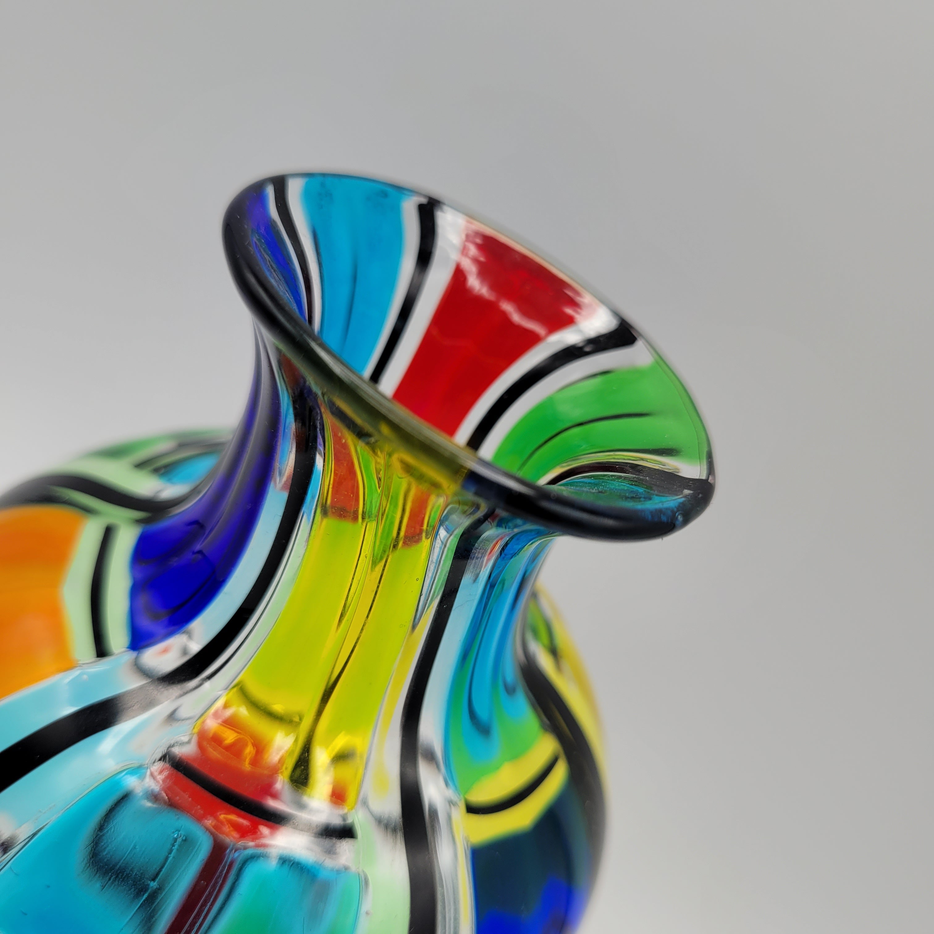 Angelo Ballarin "Carnevale Vase" from the F&M Ballarin studio. Signed, label, and certified Murano Pezzato Glass