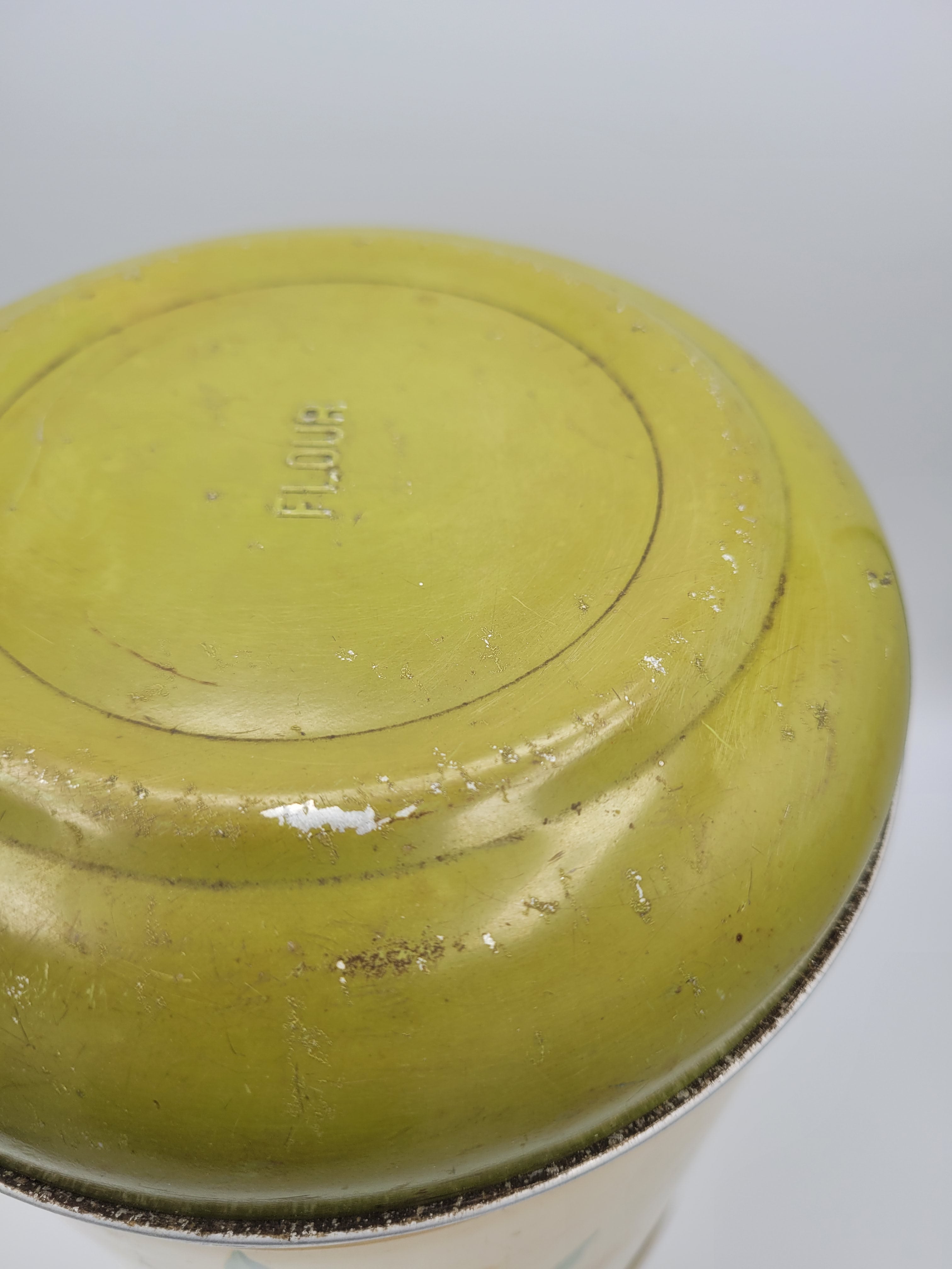 Worcester ware "Daffodils" tinplate flour cannister 1950s