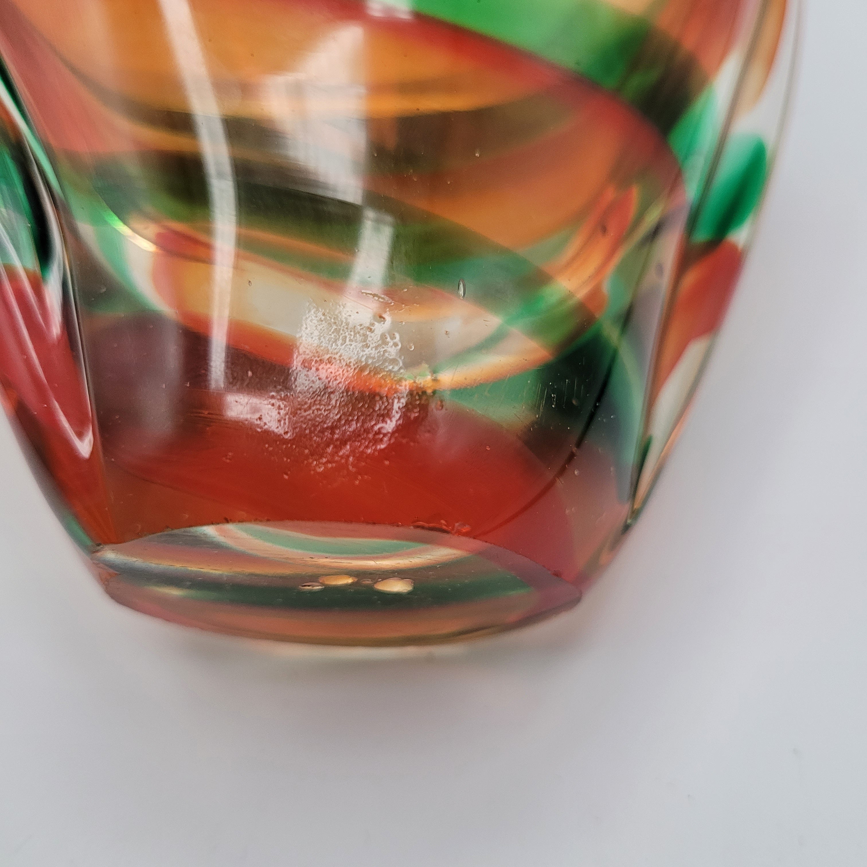 MCM Viartec THF Spanish Art glass sculpture in the Murano tradition, Hand-blown, Vibrant Colour circa 1960s...selenium pinks that glows in UV light.