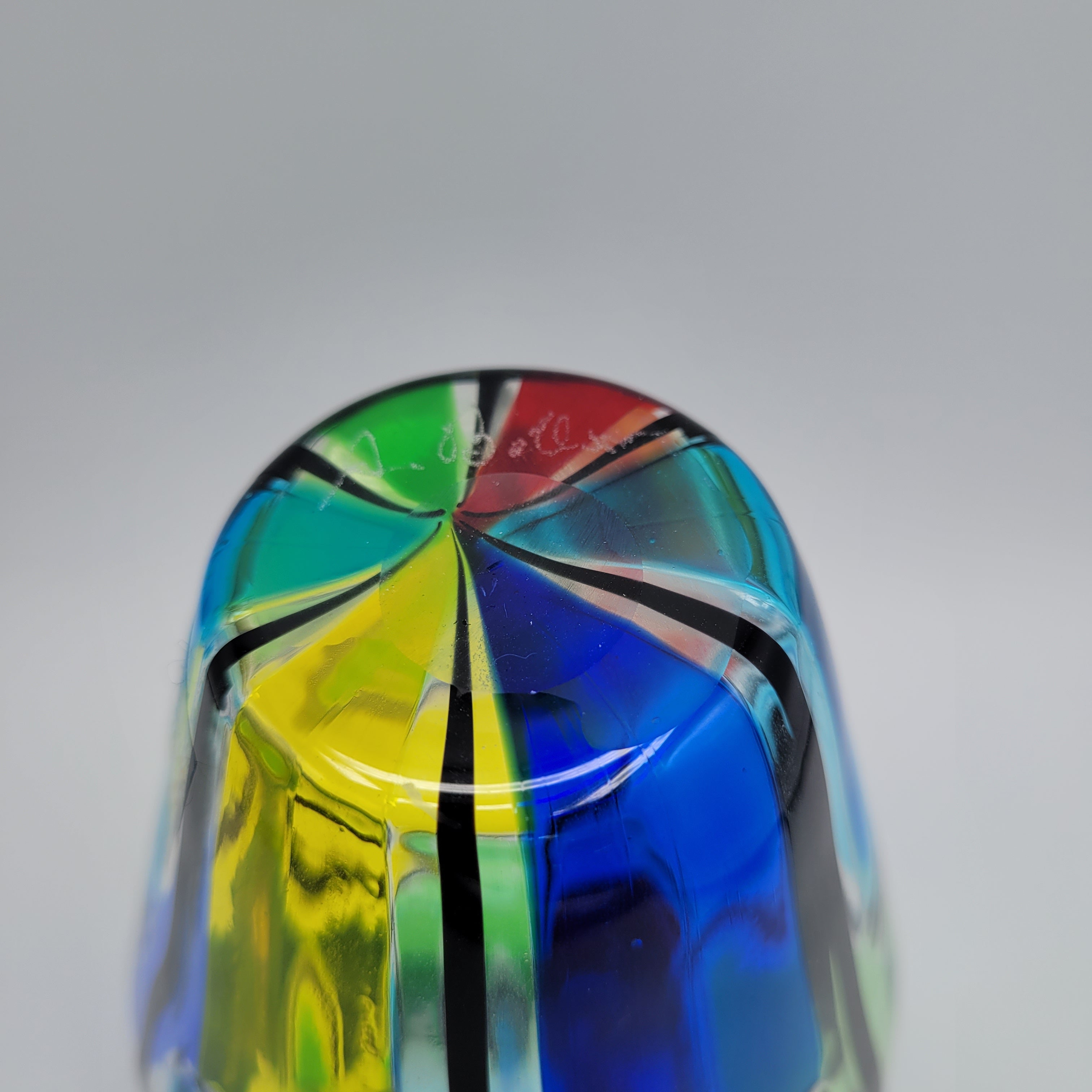Angelo Ballarin "Carnevale Vase" from the F&M Ballarin studio. Signed, label, and certified Murano Pezzato Glass