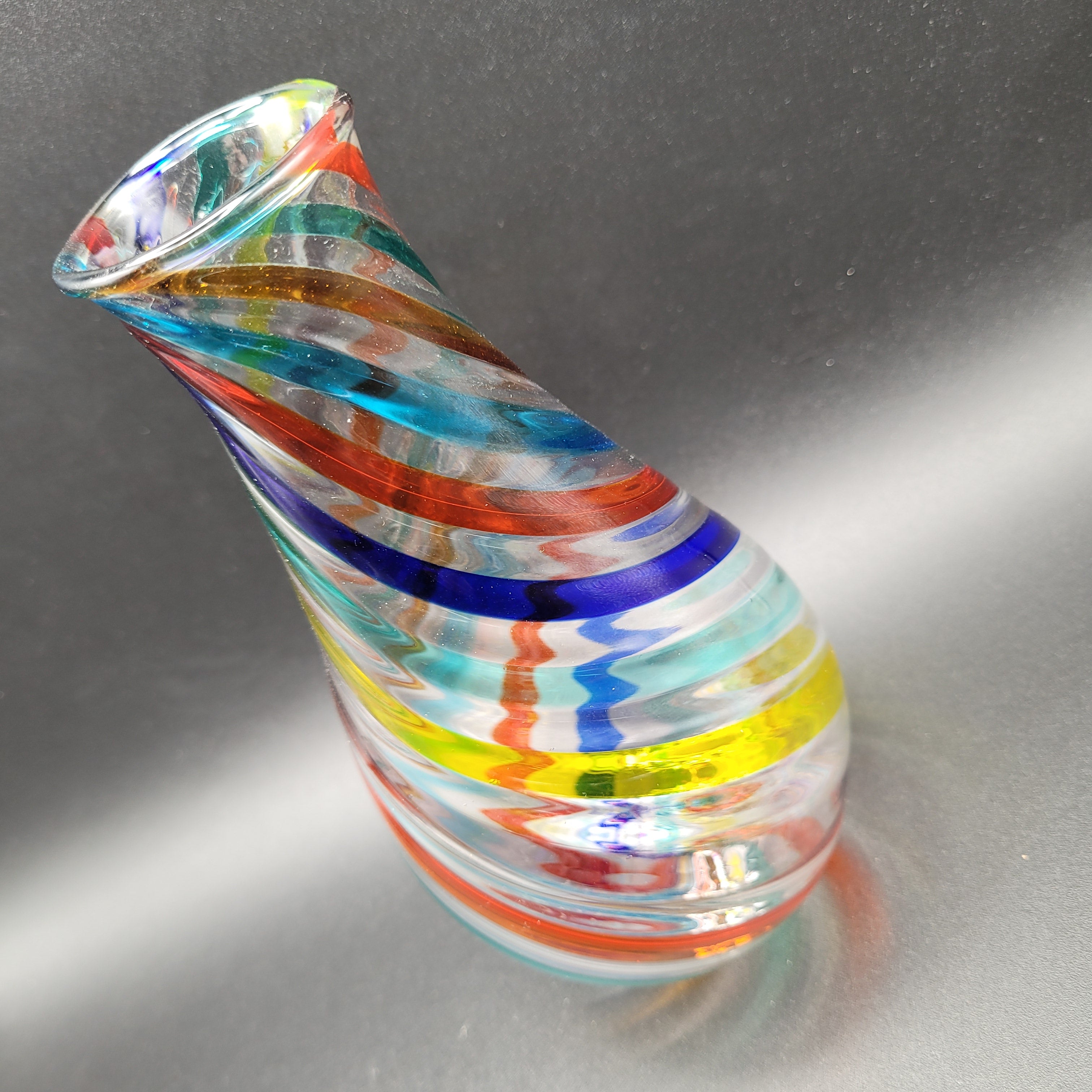 F&M Ballarin Murano Filigree Spiral glass Vase. Signed and with label.