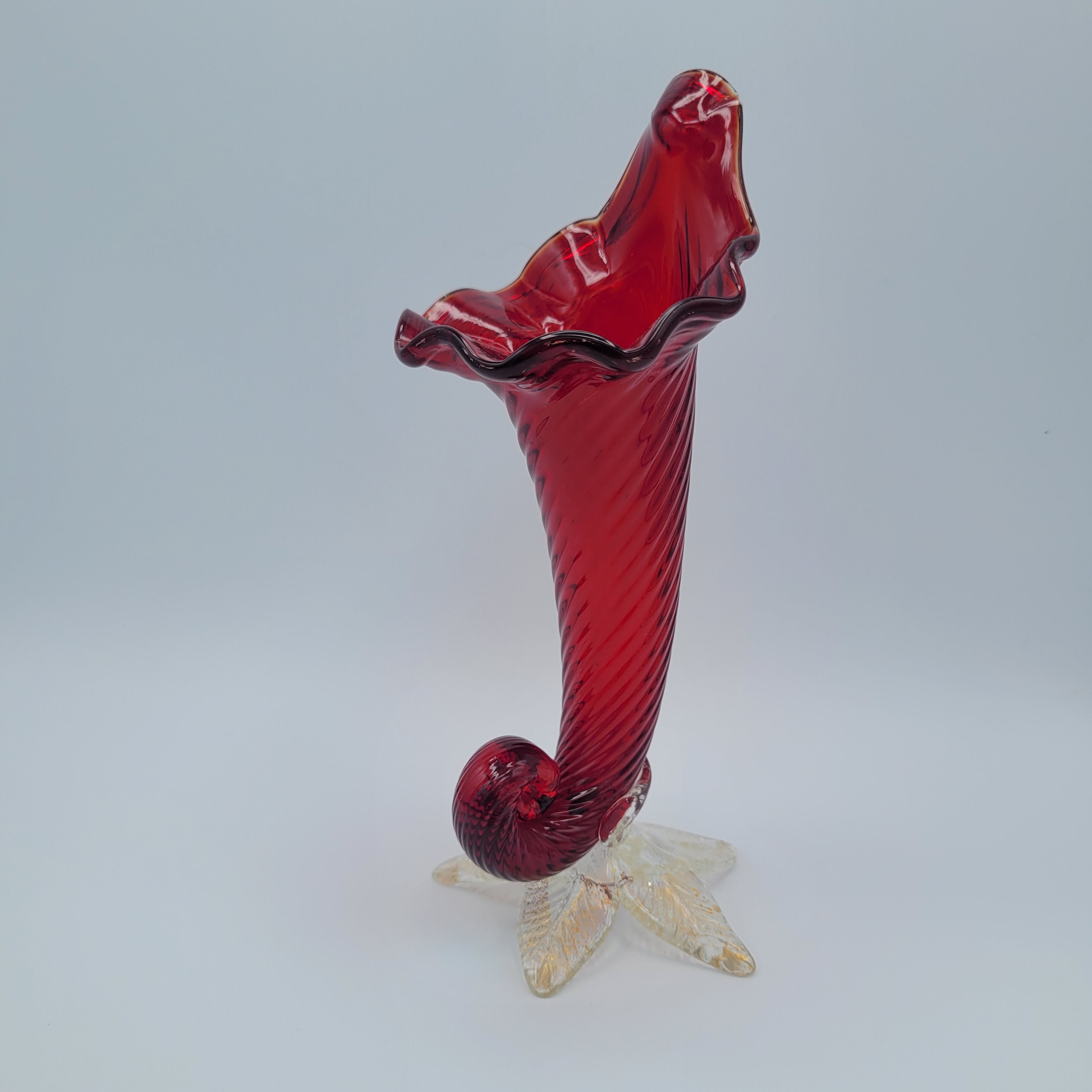 Mid 20th century art glass Cornucopia vase Murano School circa 1950s