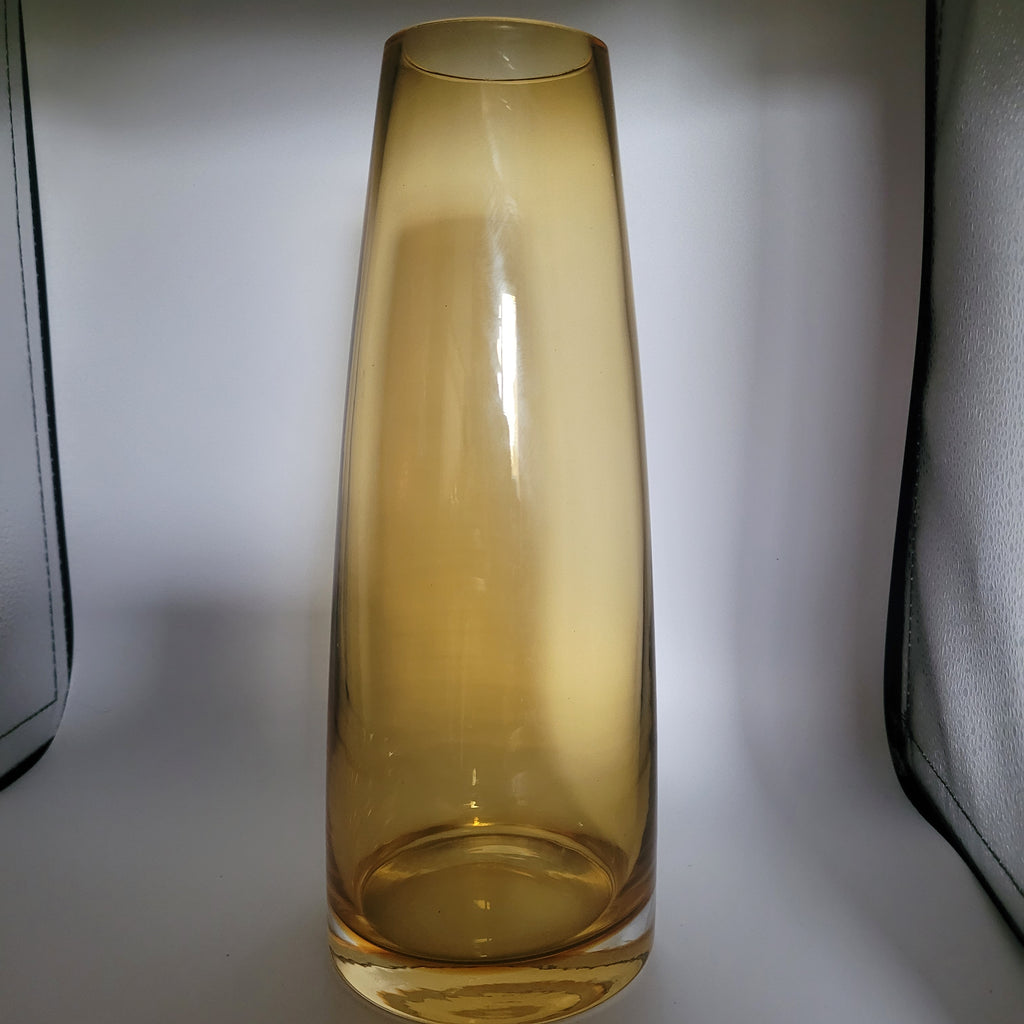 Heavy Amber Cased Glass Vase — Mid-Century Scandinavian Modern Style (Unmarked)