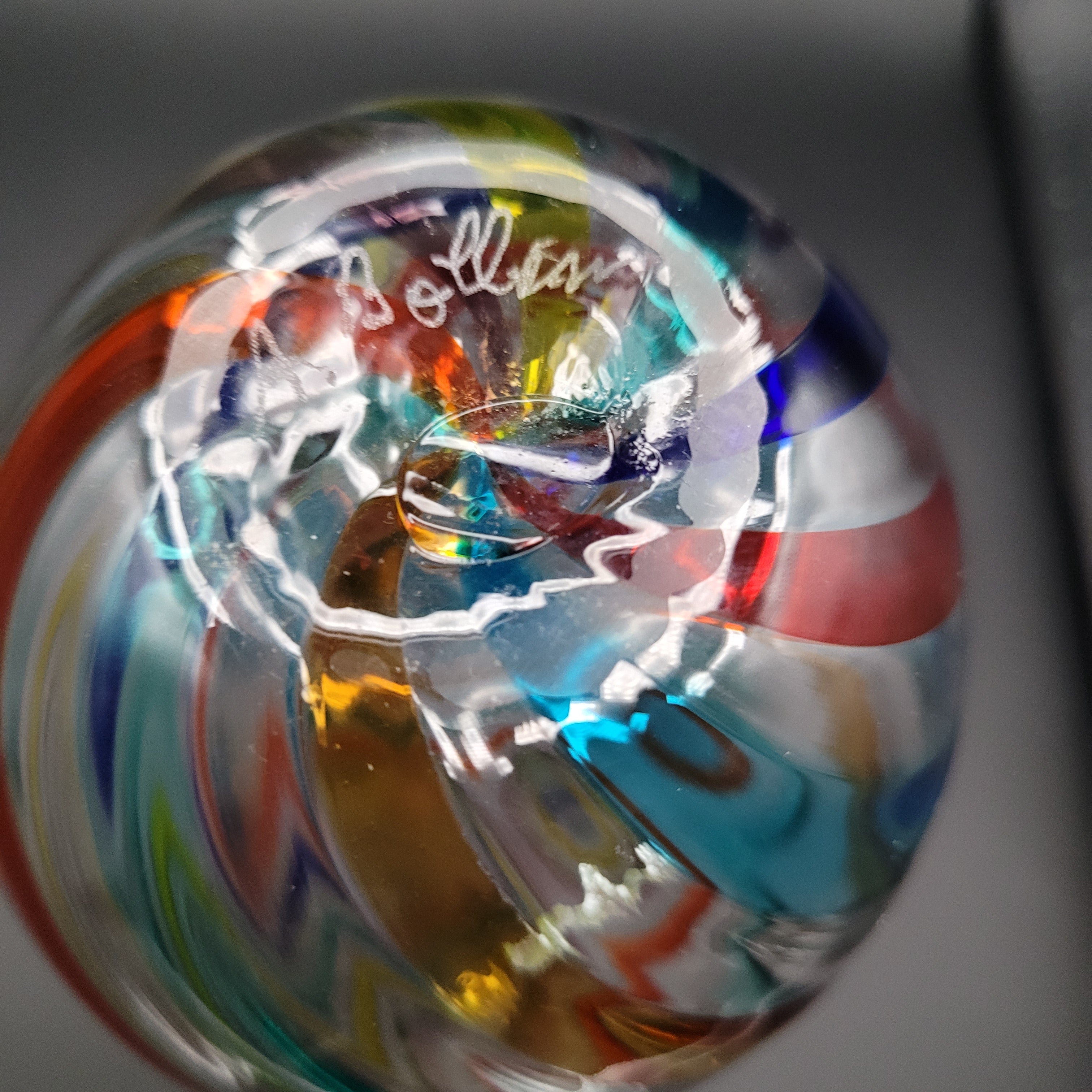 F&M Ballarin Murano Filigree Spiral glass Vase. Signed and with label.