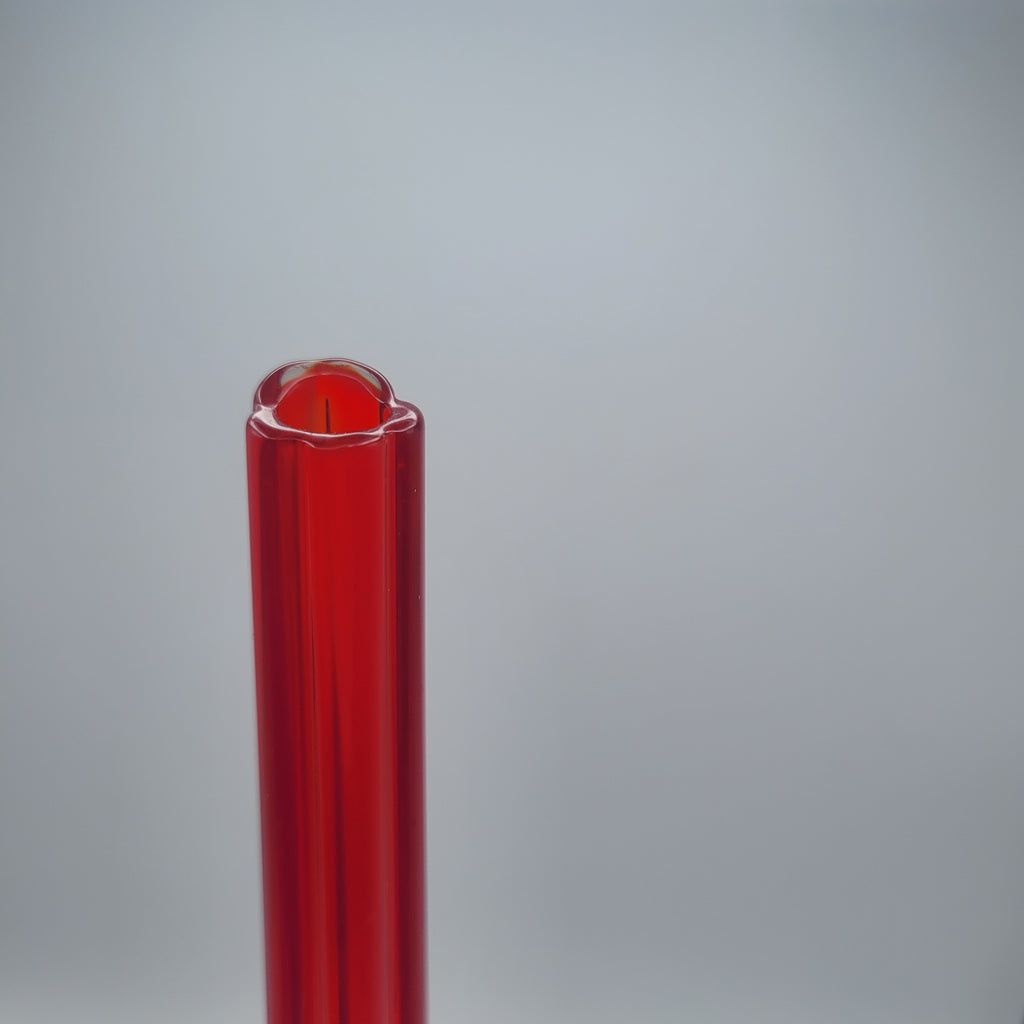 Tall Red Cased Glass Bud Vase — Mid-Century Modern Elegance (28 cm)