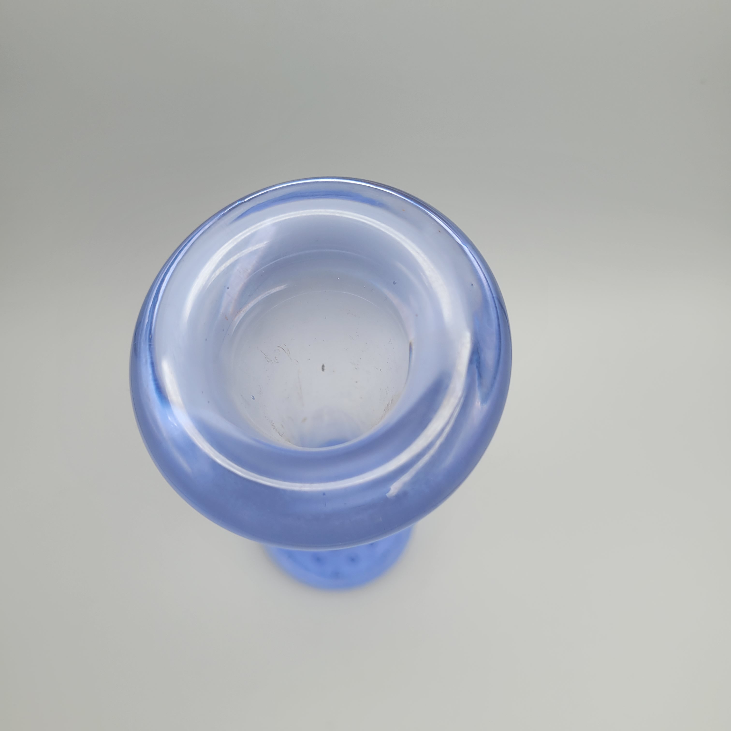 Mid Century Modern Scandinavian Blue Art Glass "Bone" Vase Bullicante Base