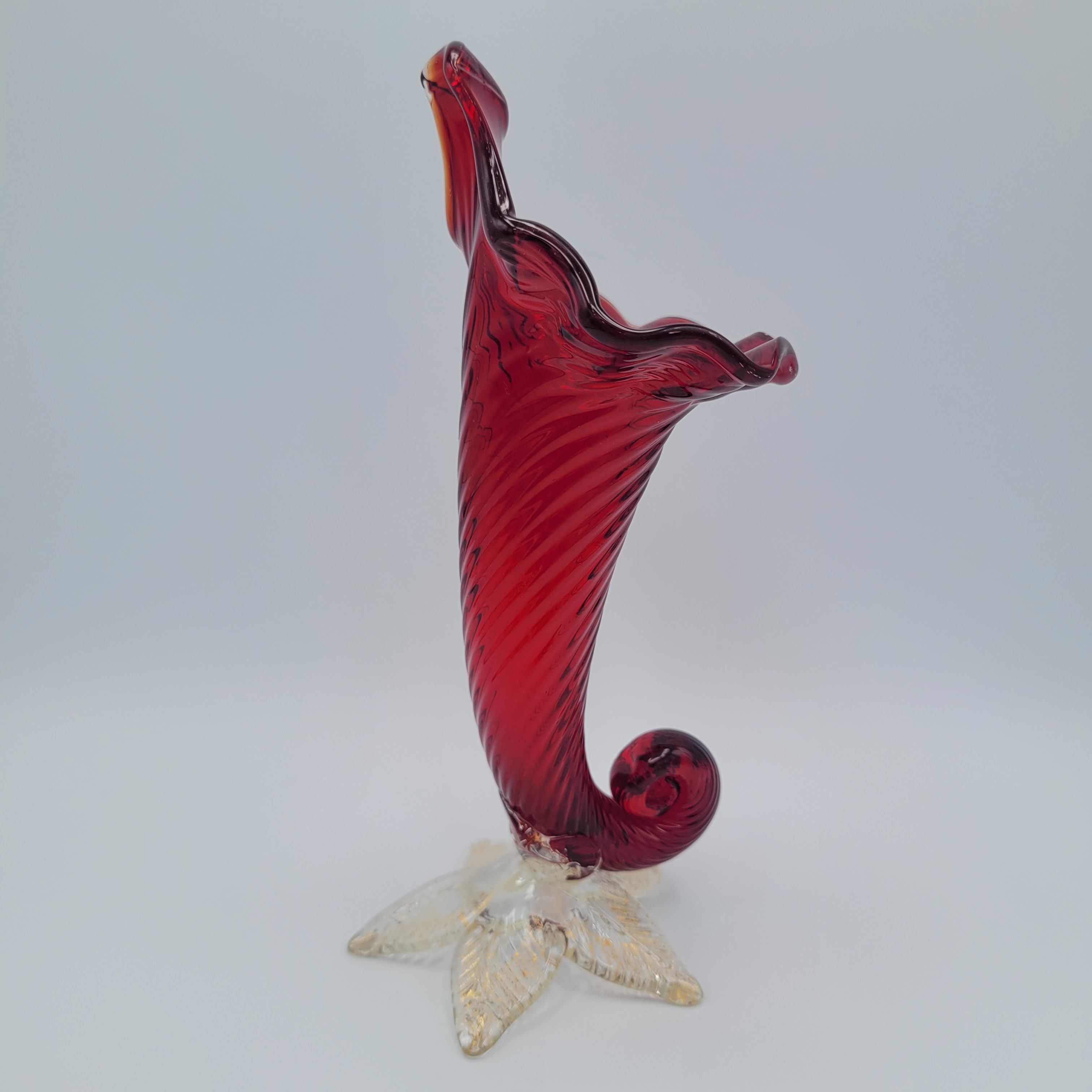 Mid 20th century art glass Cornucopia vase Murano School circa 1950s