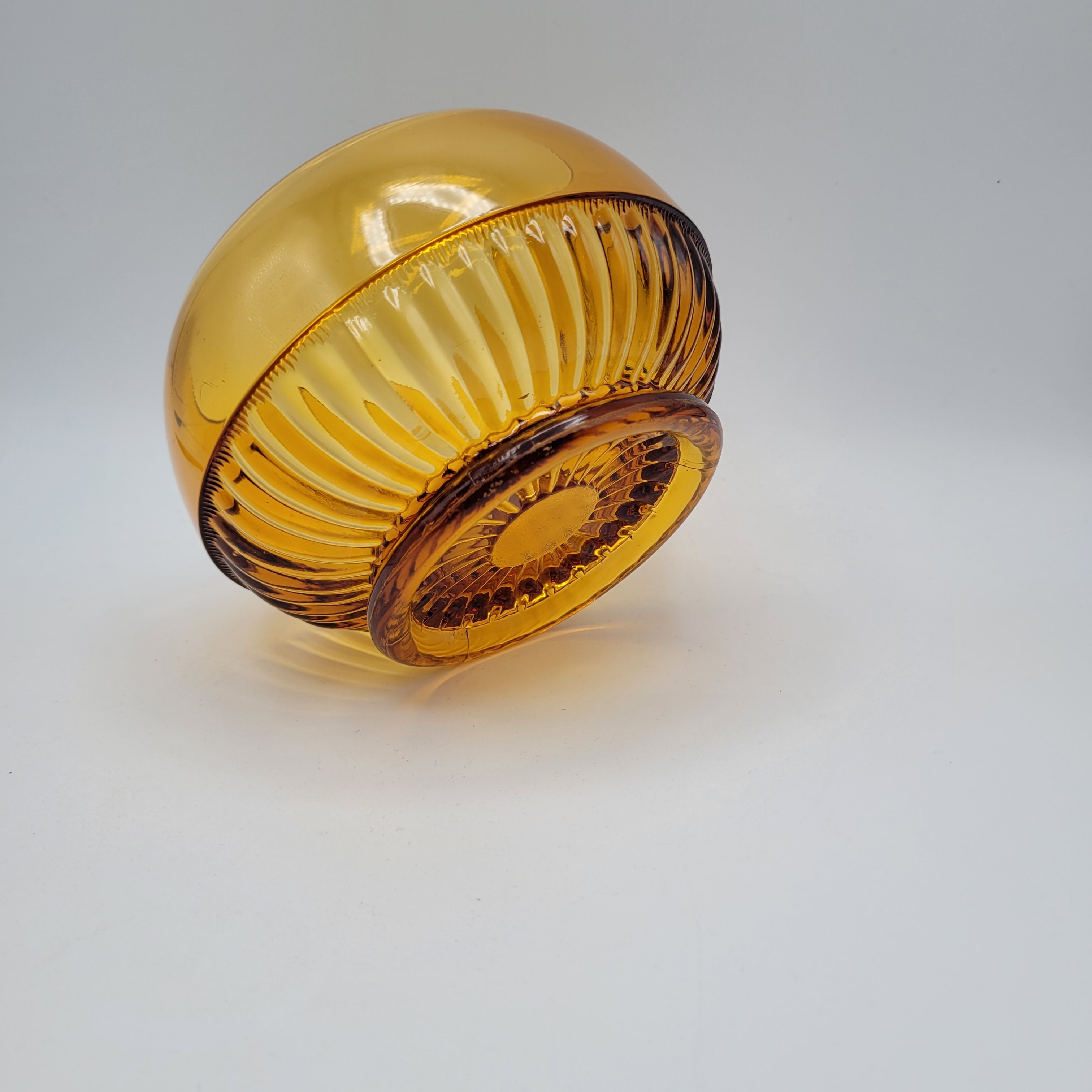 Mid-Century Amber Crystal Bowl — Attributed to Rückl / Sklo Union, Czechoslovakia c. 1965–1975