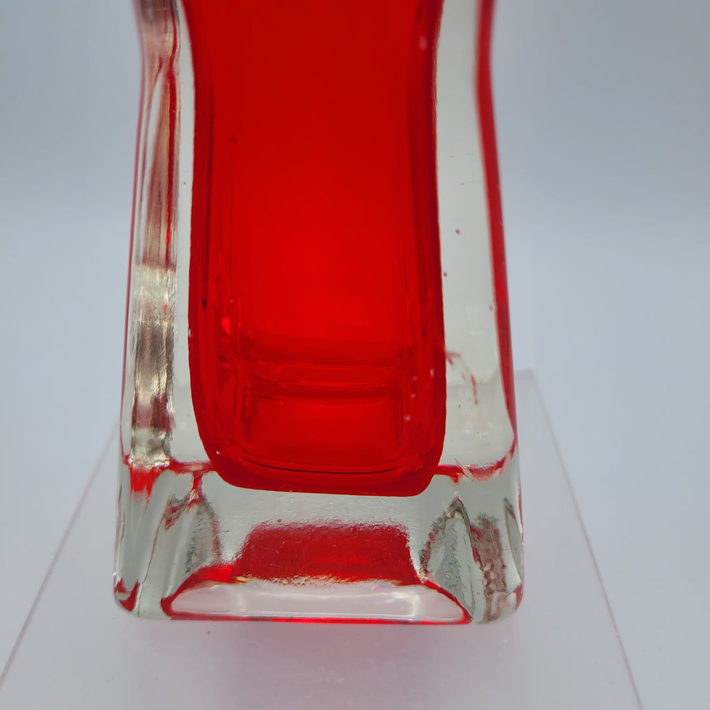 Mid-Century Czechoslovakian Red Sommerso Glass Vase. 1970s