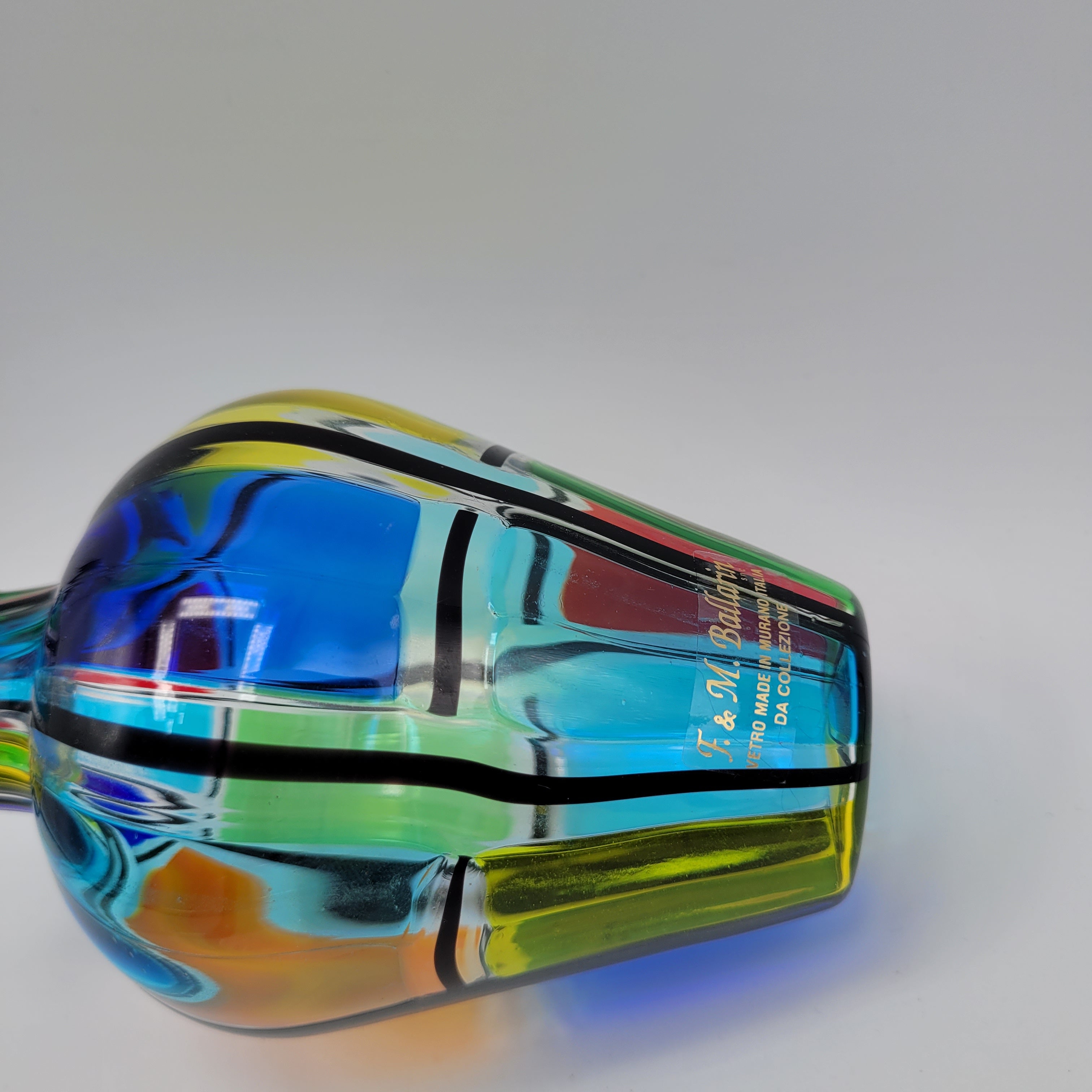 Angelo Ballarin "Carnevale Vase" from the F&M Ballarin studio. Signed, label, and certified Murano Pezzato Glass