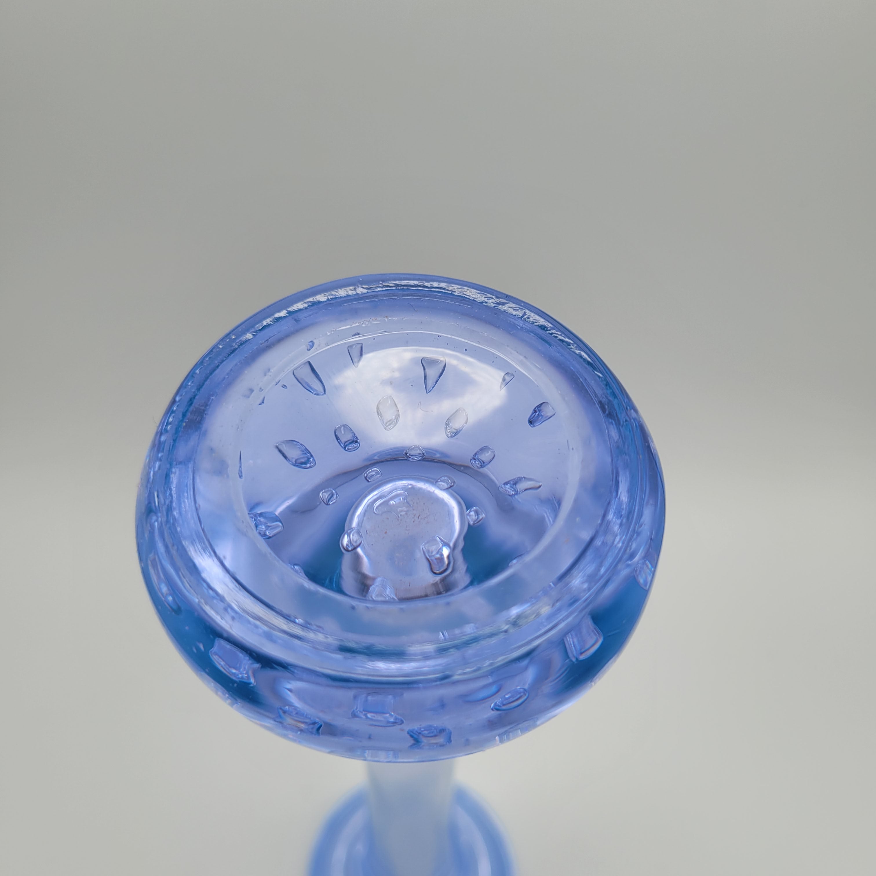 Mid Century Modern Scandinavian Blue Art Glass "Bone" Vase Bullicante Base