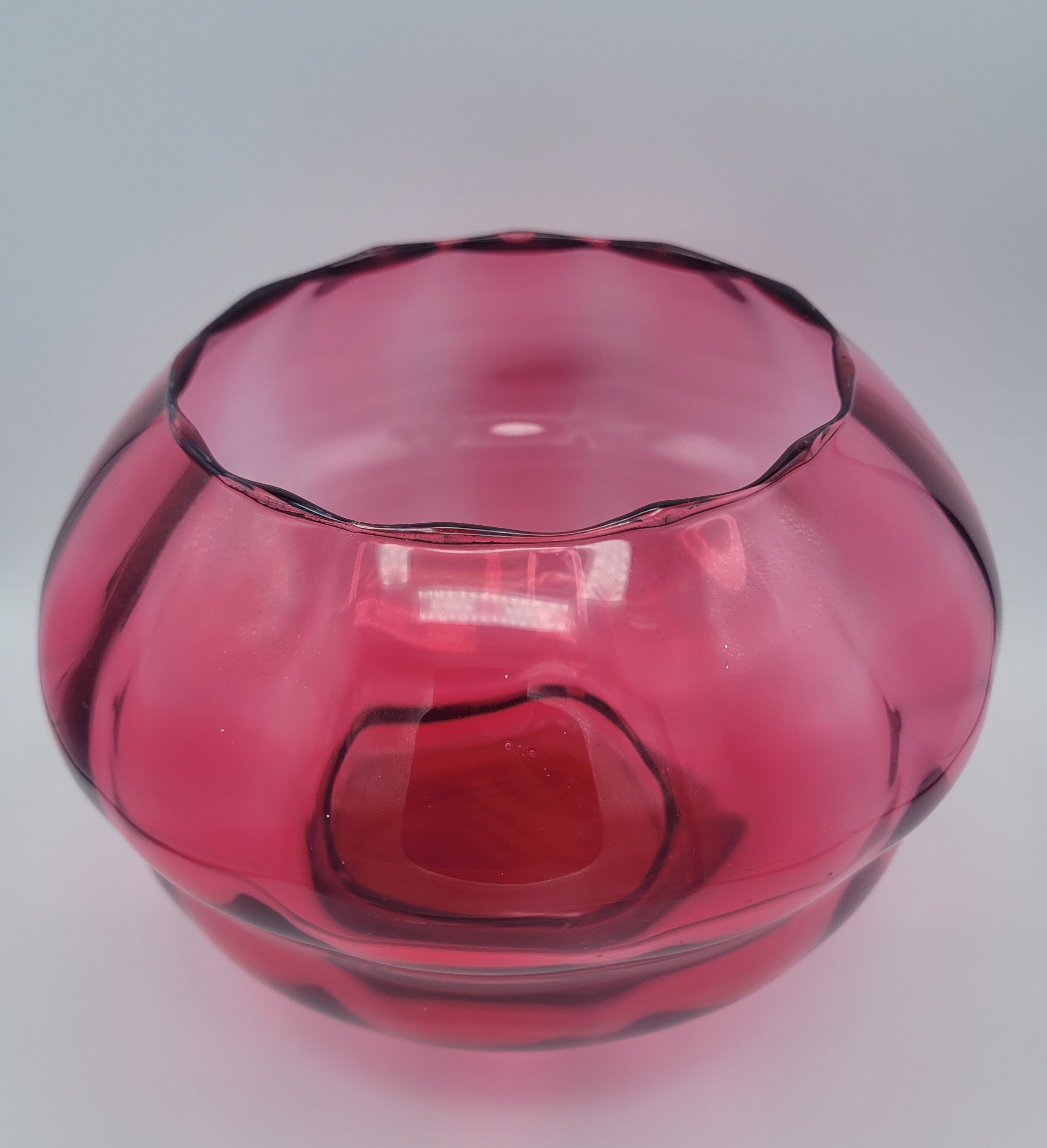 Pilgrim Cranberry Glass Bowl circa 1960s.