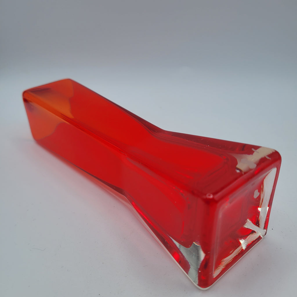 Mid-Century Czechoslovakian Red Sommerso Glass Vase. 1970s