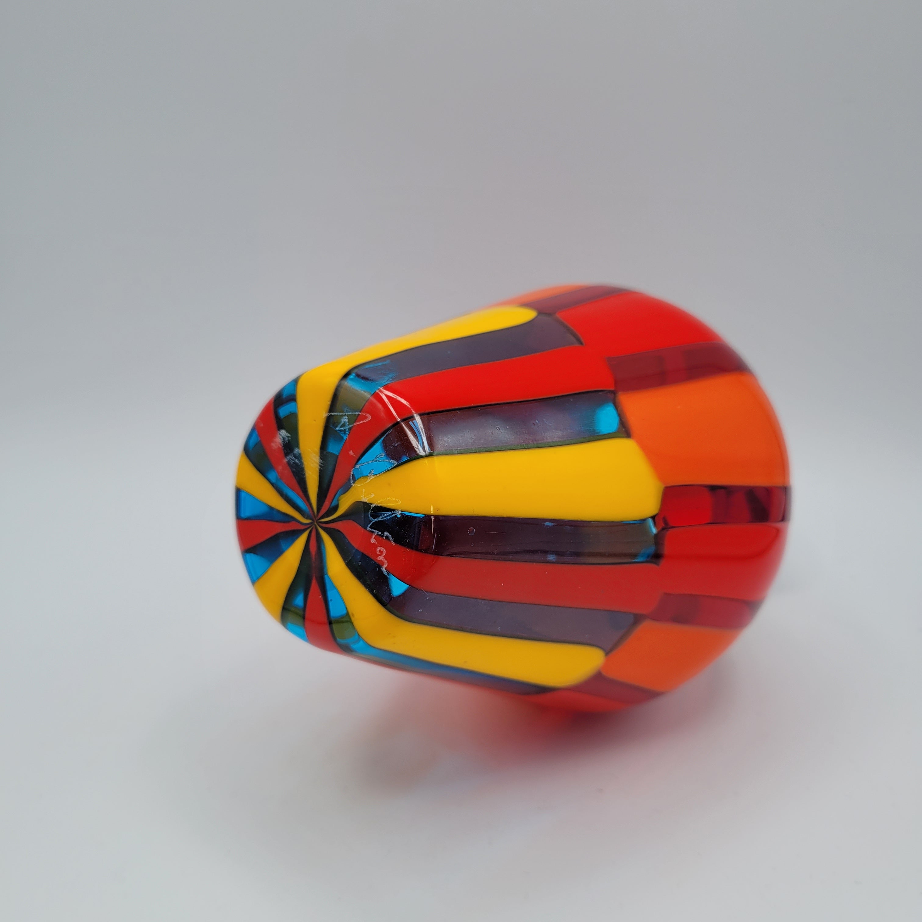 Vibrant Murano Pezzato Art Glass Vase by Angelo Ballarin, 😊 Signed & w/COA. museum quality.