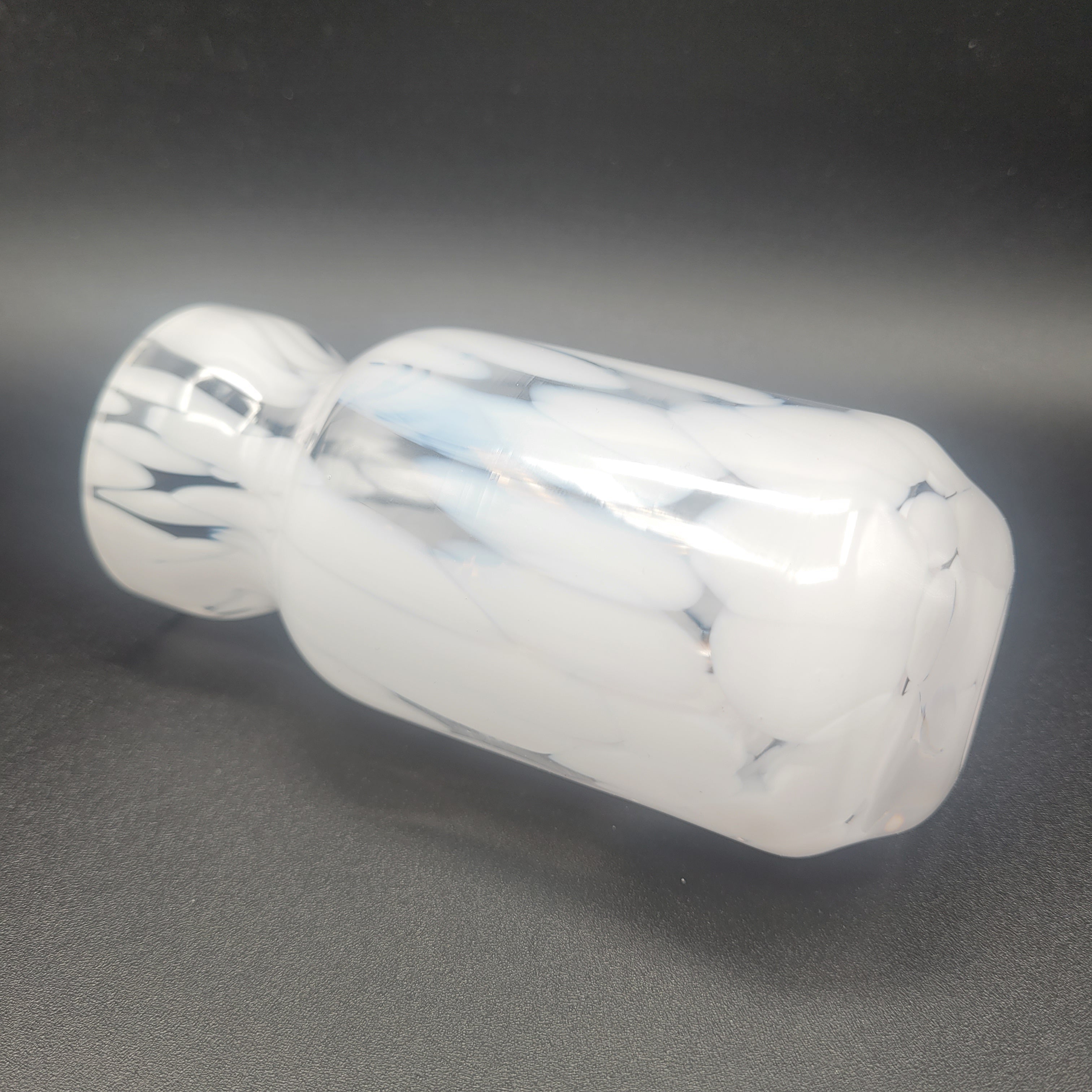 MCM Unique white hand-blown vase with distinctive spatter pattern. Clearly showing Murano influences. Circa 1960s