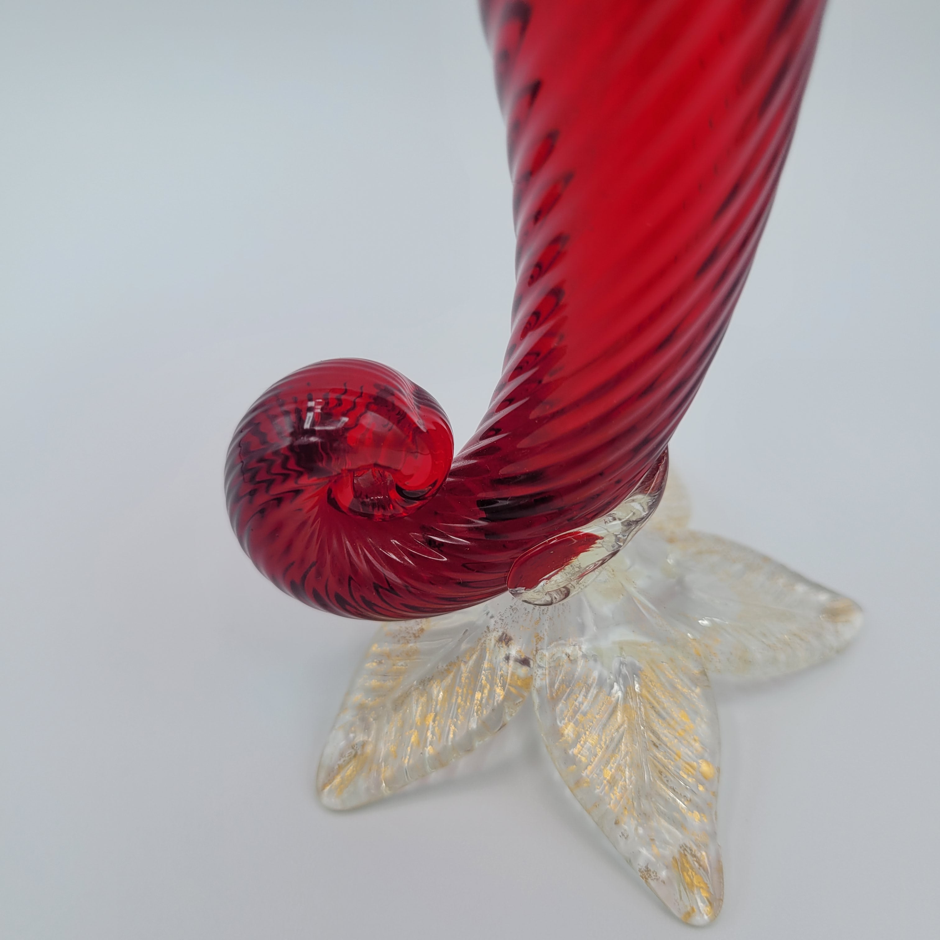 Mid 20th century art glass Cornucopia vase Murano School circa 1950s