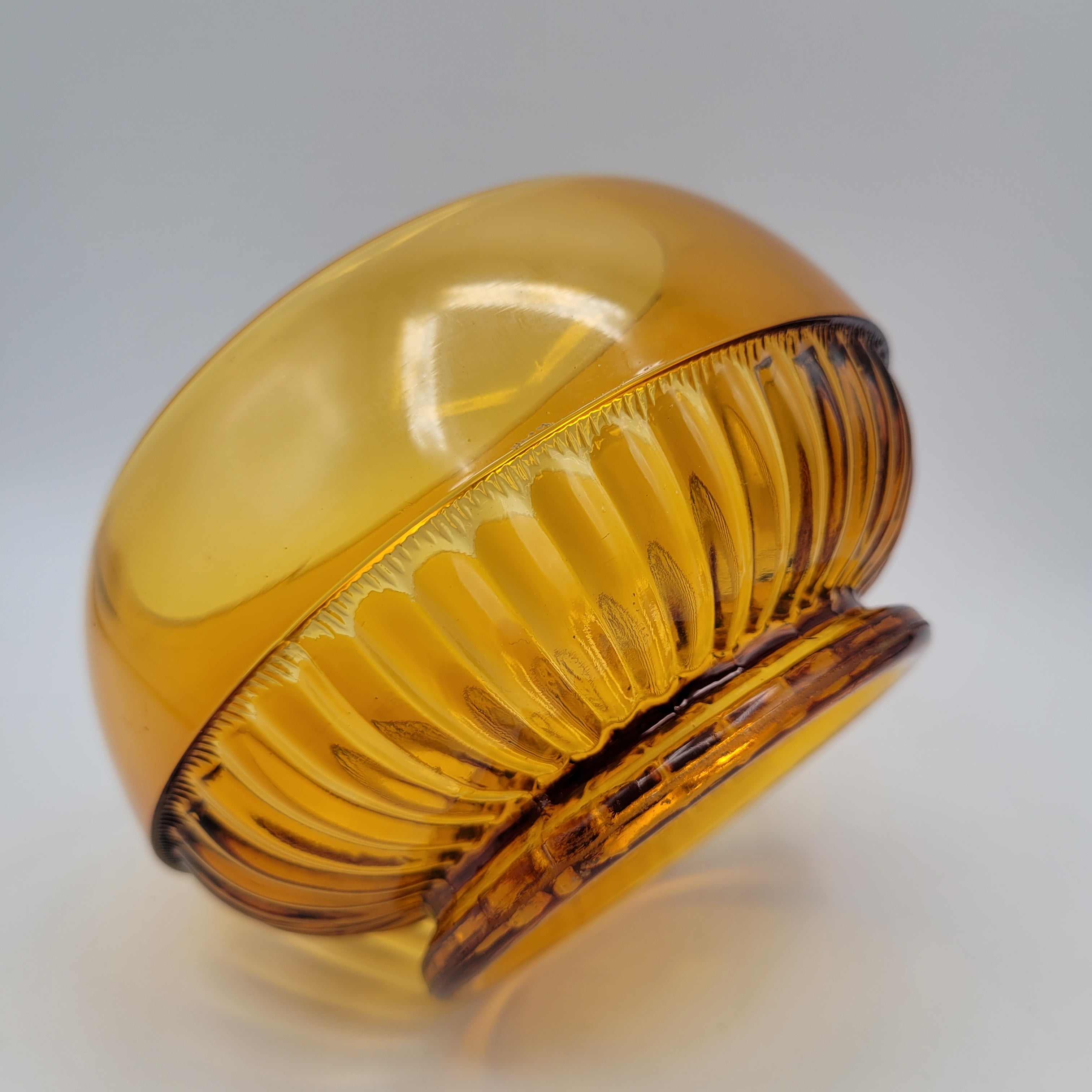 Mid-Century Amber Crystal Bowl — Attributed to Rückl / Sklo Union, Czechoslovakia c. 1965–1975