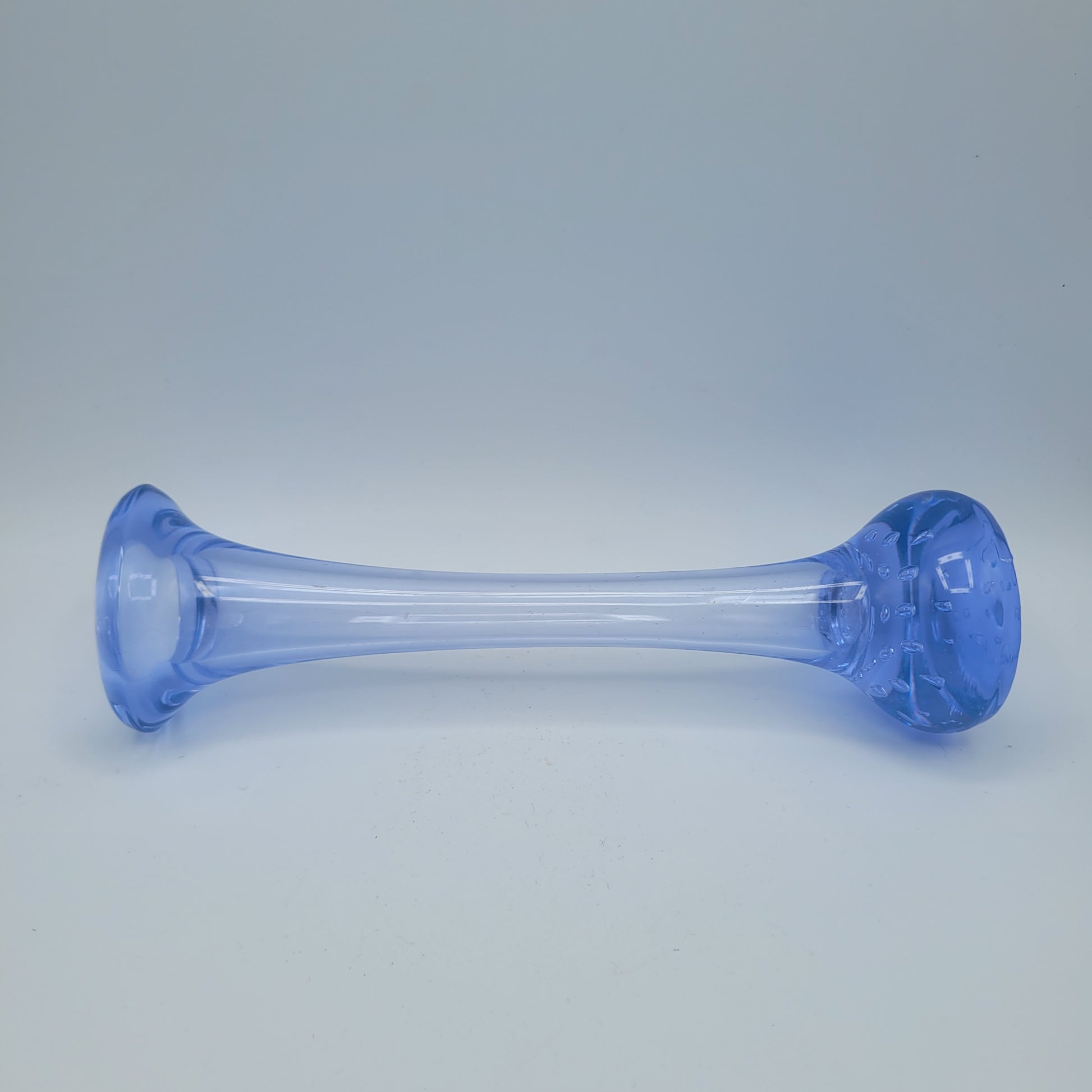 Mid Century Modern Scandinavian Blue Art Glass "Bone" Vase Bullicante Base