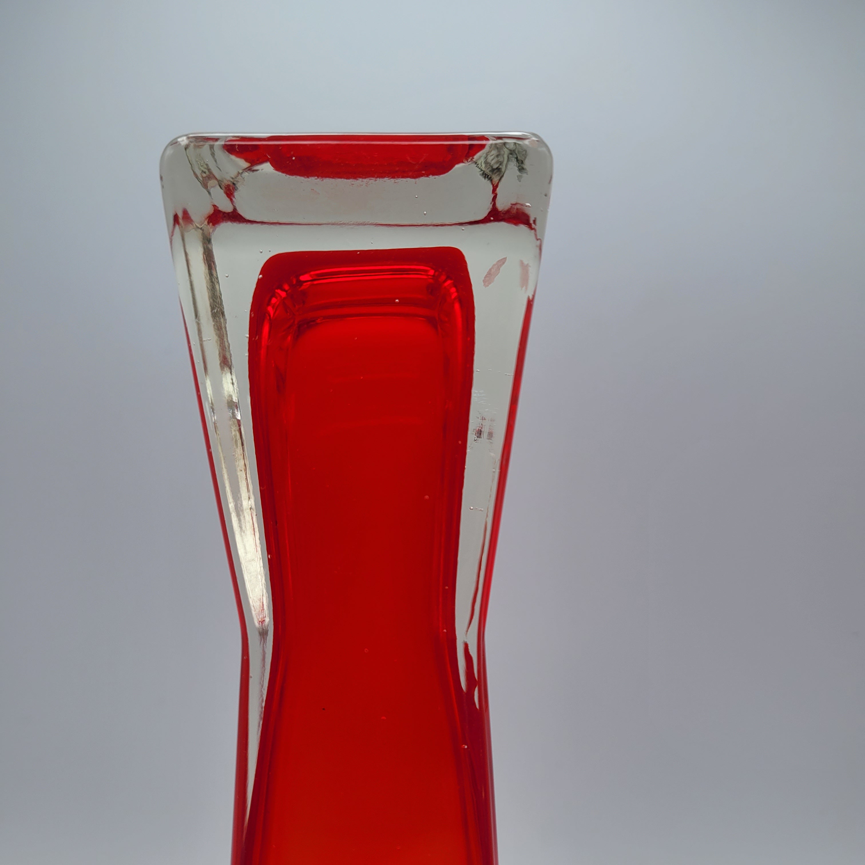 Mid-Century Czechoslovakian Red Sommerso Glass Vase. 1970s
