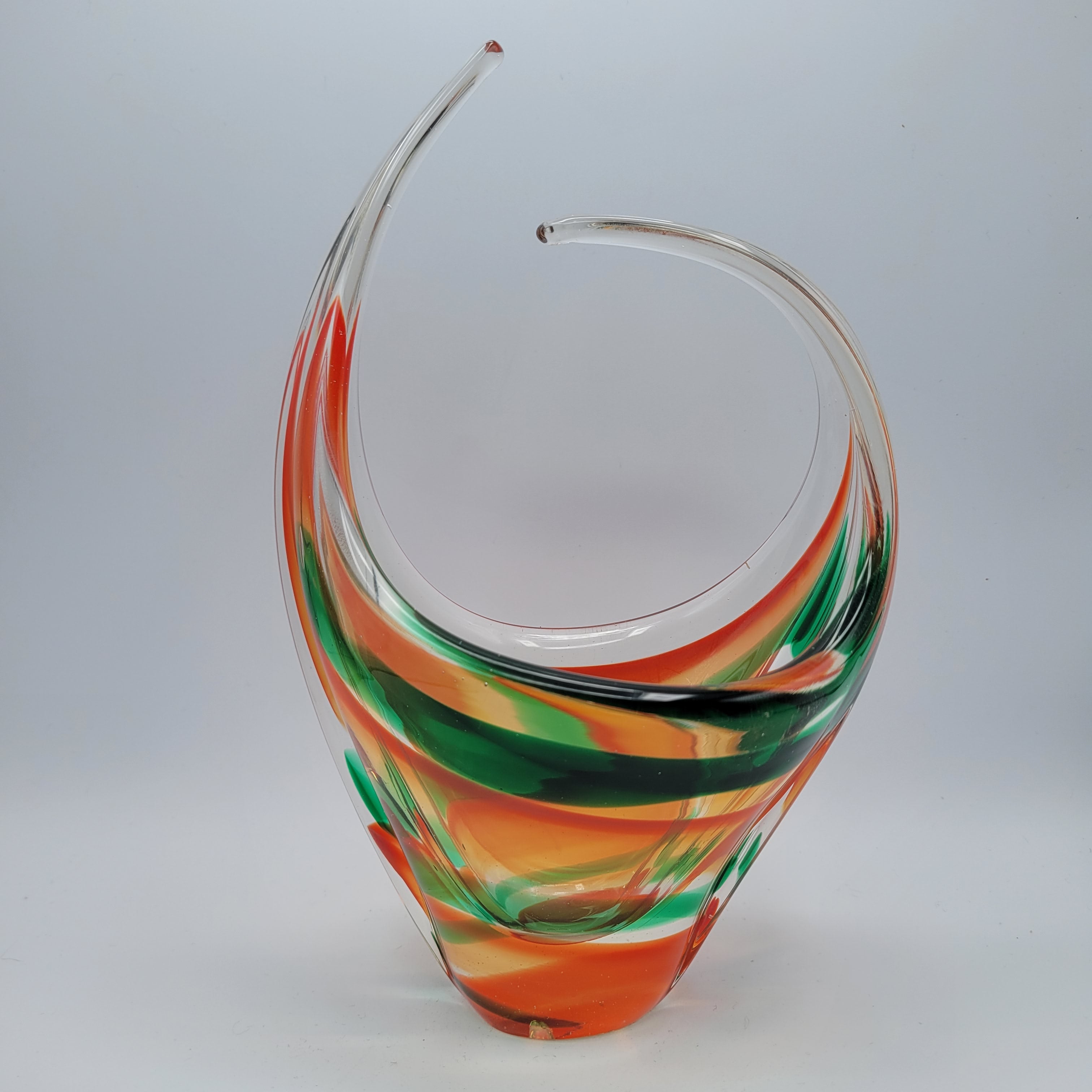 MCM Viartec THF Spanish Art glass sculpture in the Murano tradition, Hand-blown, Vibrant Colour circa 1960s...selenium pinks that glows in UV light.