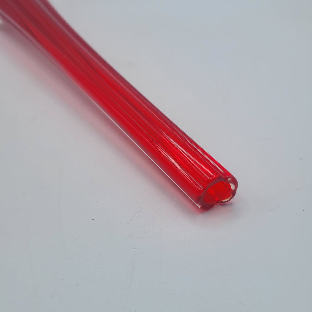 Tall Red Cased Glass Bud Vase — Mid-Century Modern Elegance (28 cm)